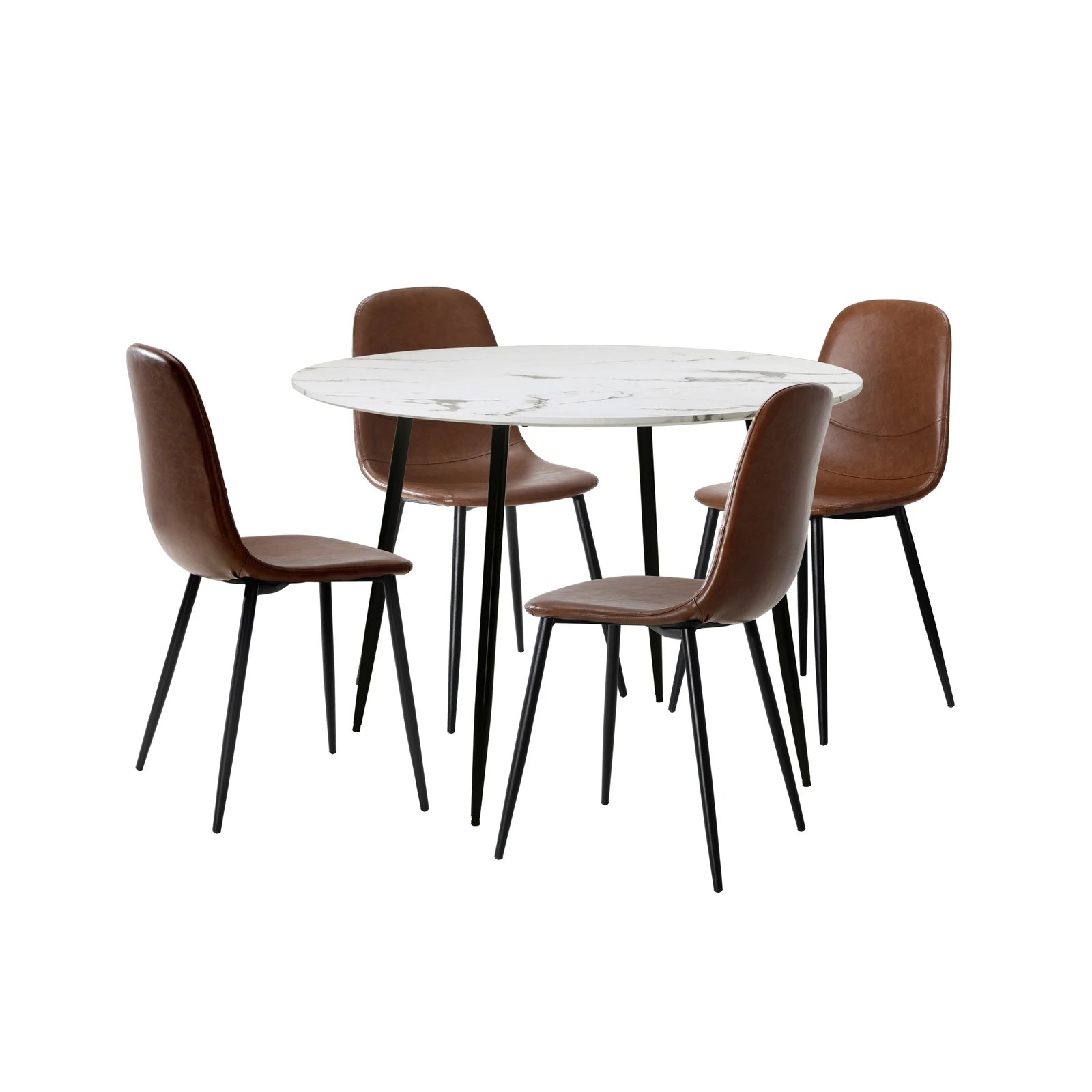 4 Oikiture 110cm Round Dining Table With 4pcs Pu Leather Dining Chairs
 - Multi, 4 of 10