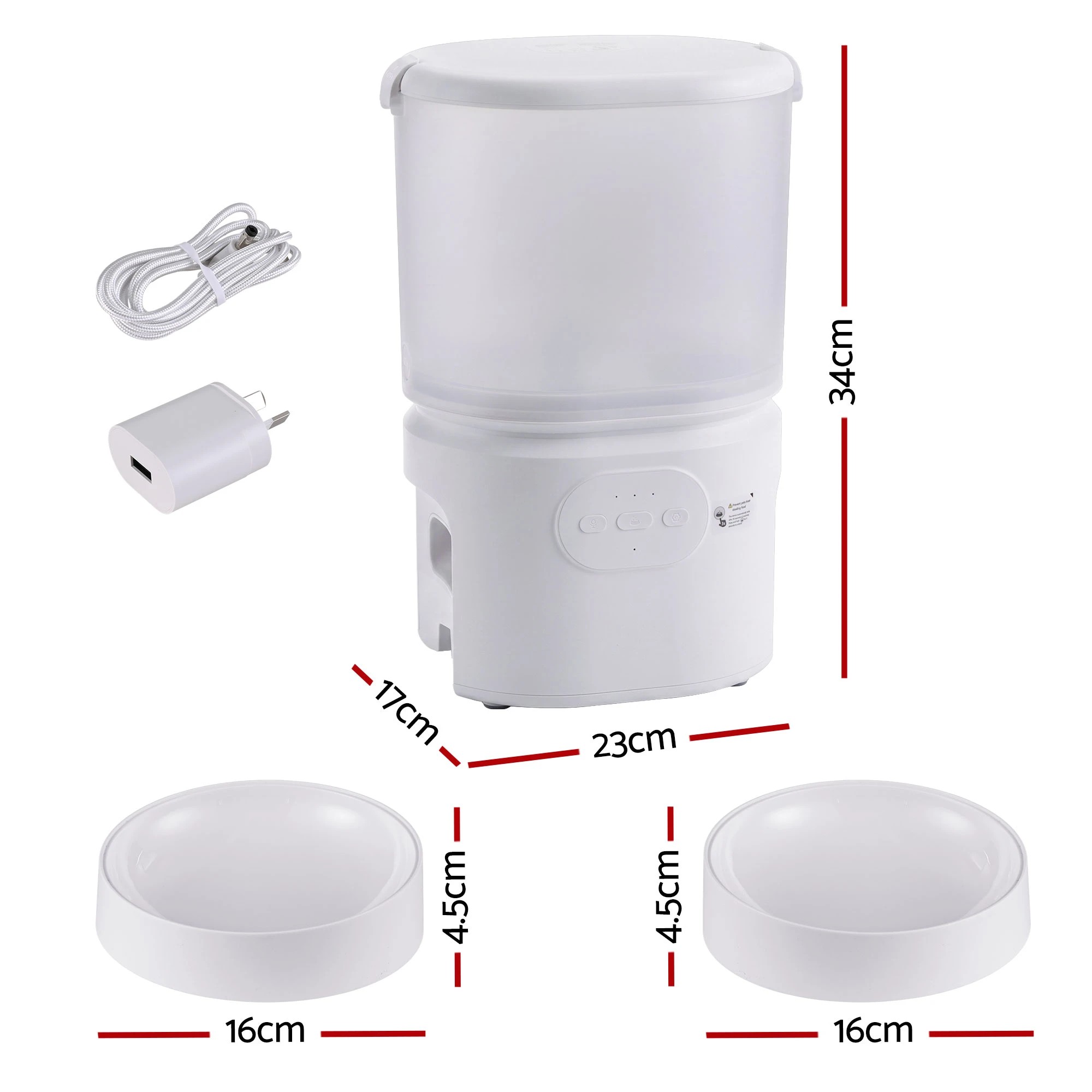 3 i.Pet 5L Automatic Pet Feeder Dual Bowl Smart Dispenser APP Control Cats Dogs - White, 3 of 6