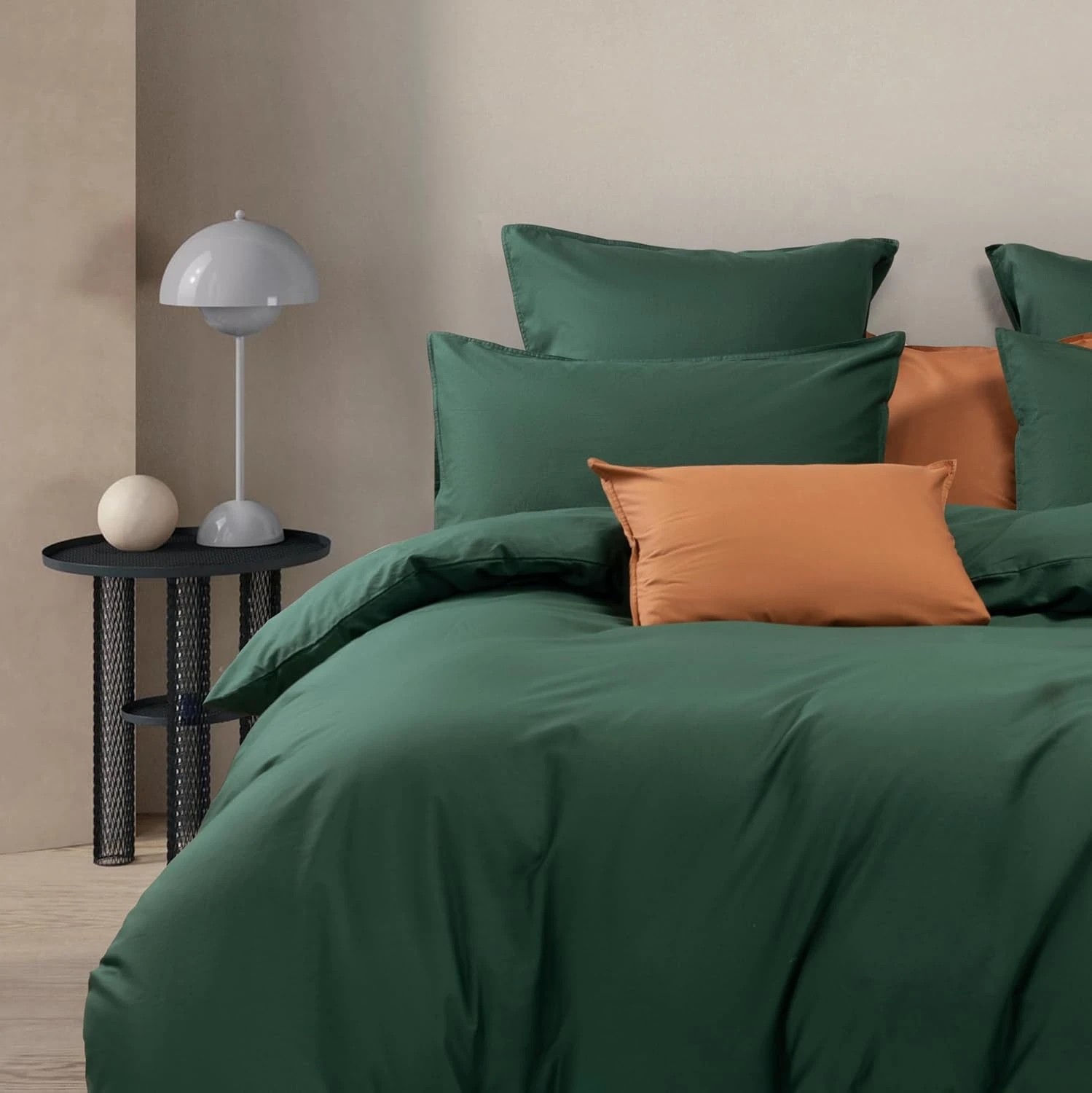 2 Gioia Casa Vintage Washed Cotton Quilt Cover Set Soft Breathable - Double Bed - Forest Green, 2 of 5