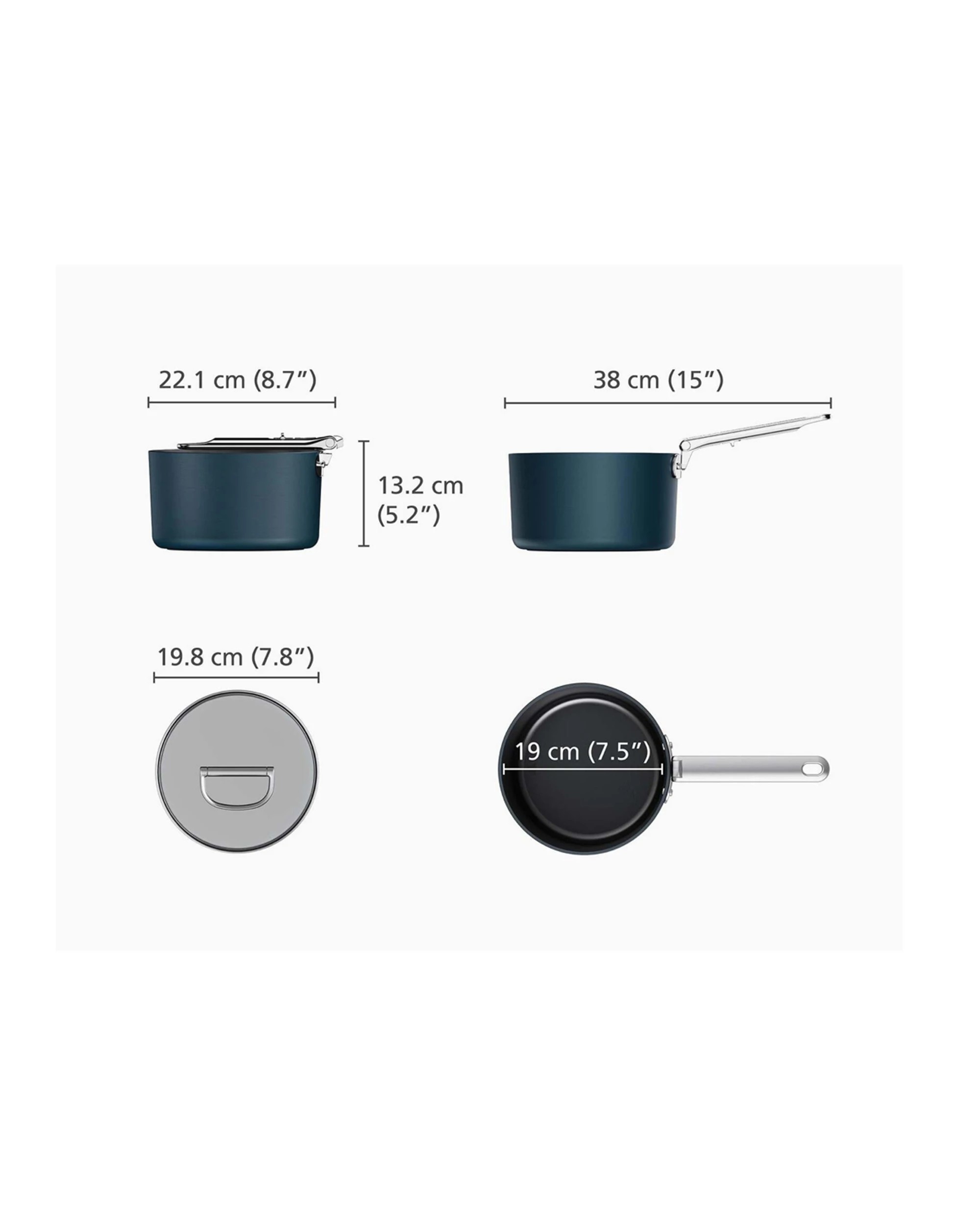2 Joseph Joseph Space Folding Handle Non-stick Saucepan and Lid 19cm 2.9qt - Blue, 2 of 4