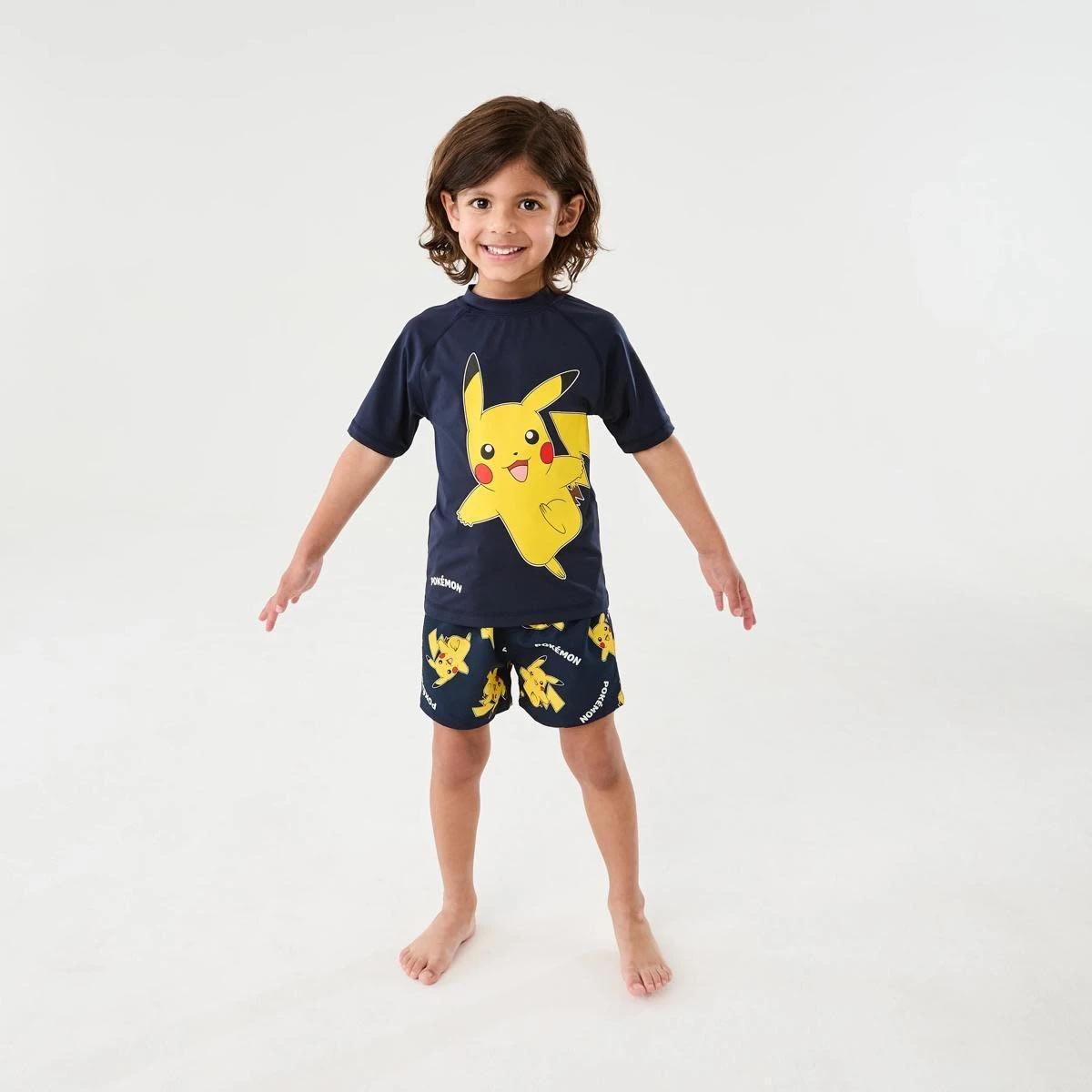 5 Pokemon License Short Sleeve Rash Vest NAVY PIKACHU, 5 of 5