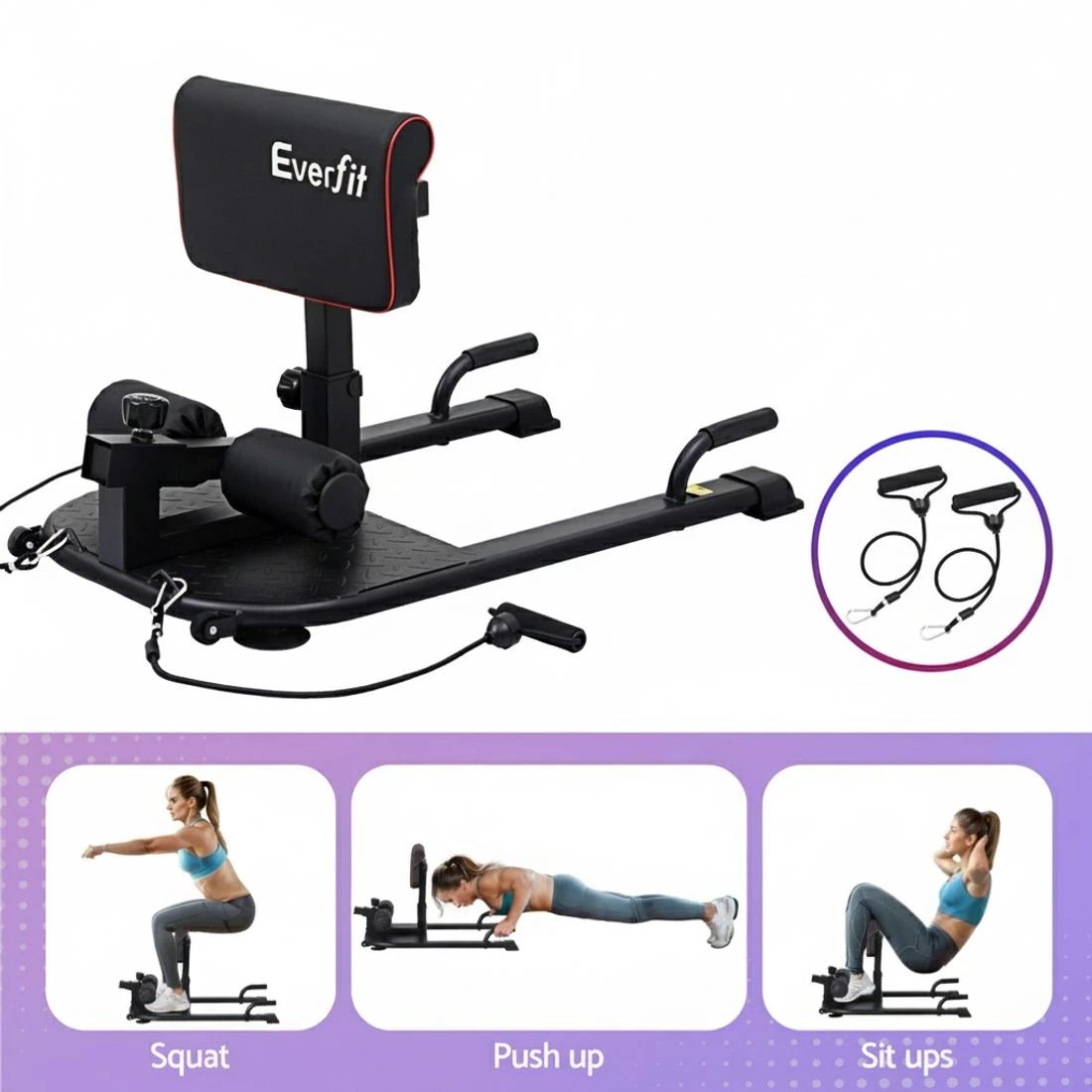 4 Everfit Deep Sissy Squat Weight Bench - Black, 4 of 6