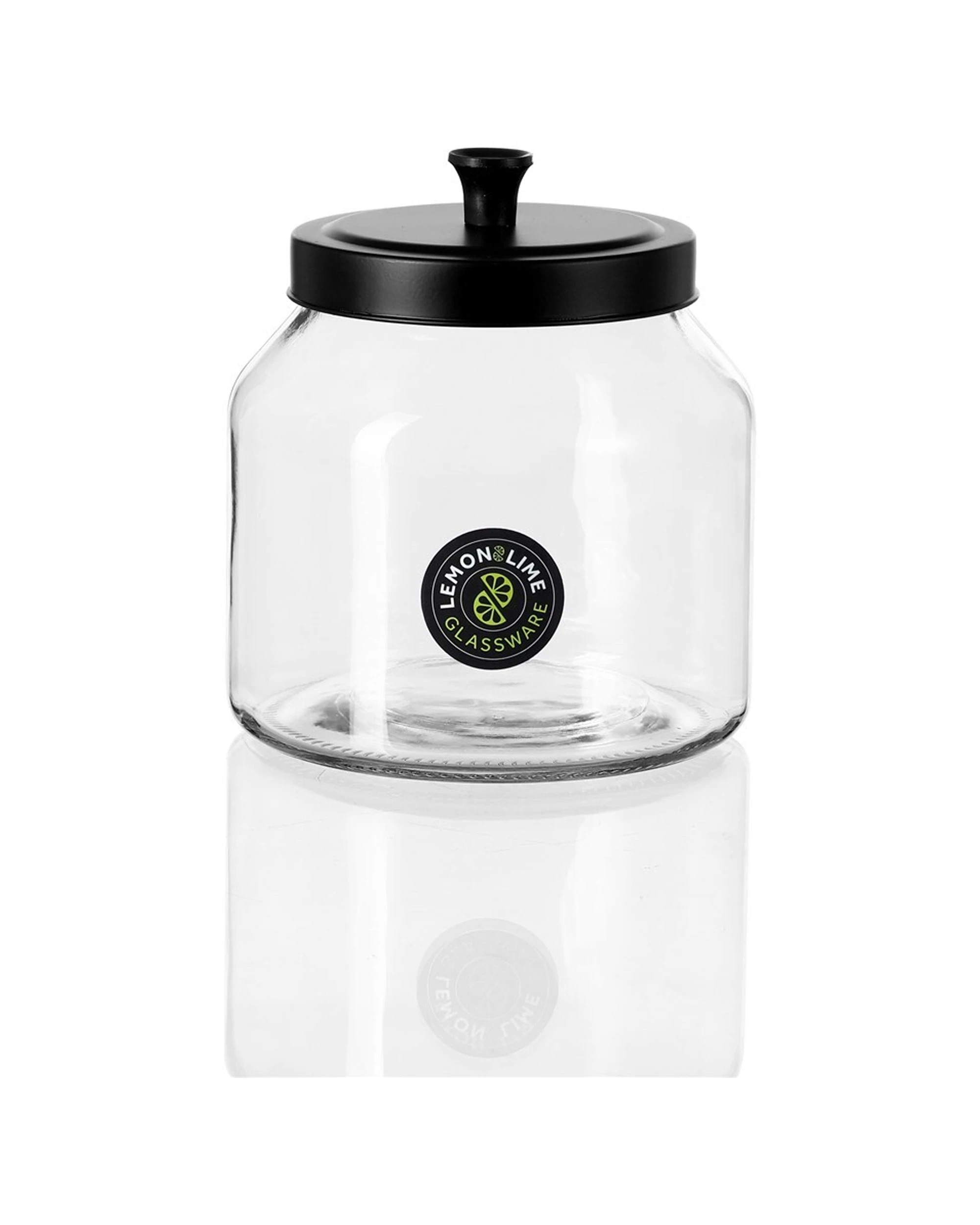1 Lemon & Lime 2l 18cm Cosmo Glass Jar W/ Black Lid Food/kitchen Storage/display
 - Black, 1 of 4
