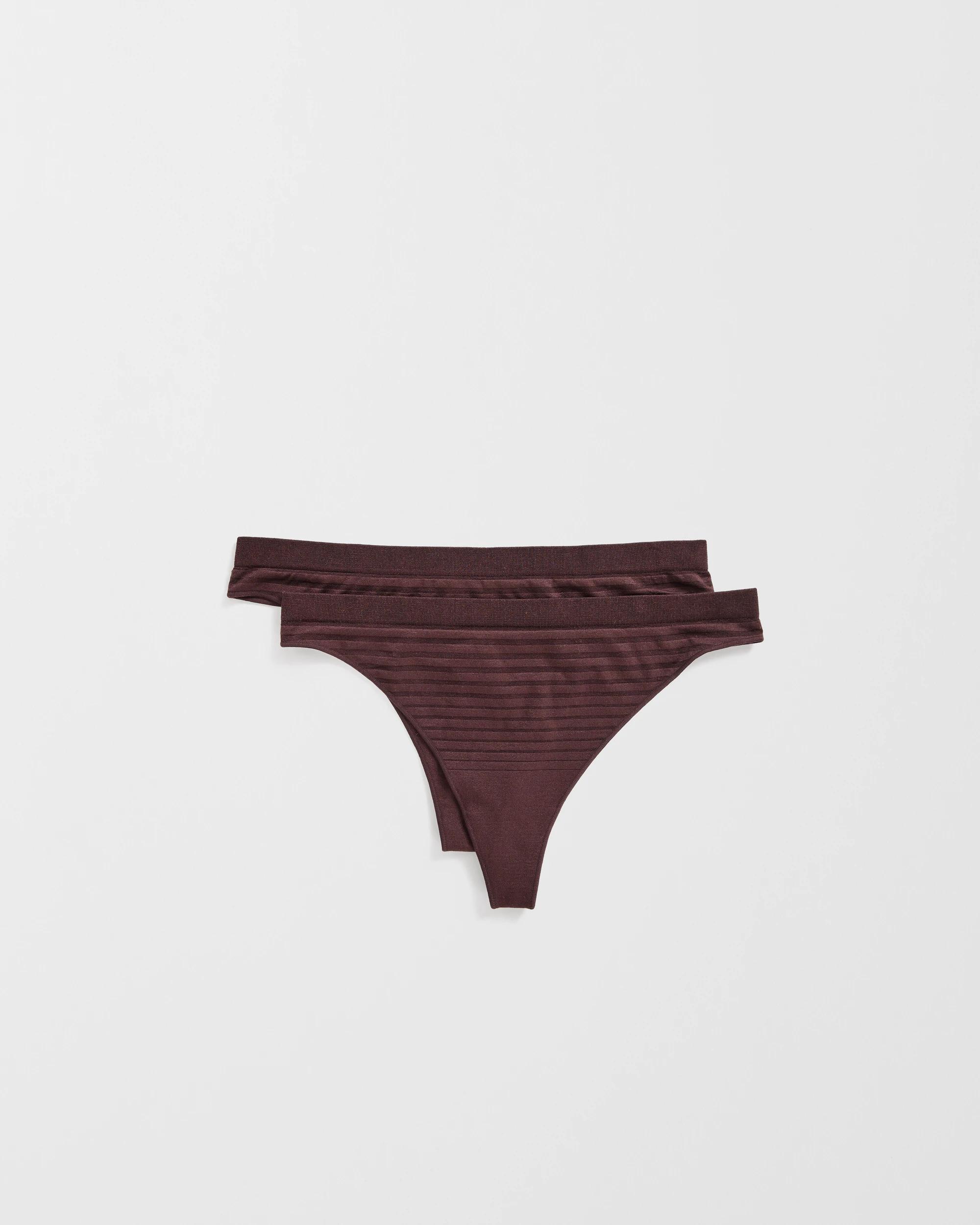 1 Target Woman 2 Pack Seamfree Matte and Shine G-String Briefs WINE TRUFFLE, 1 of 3