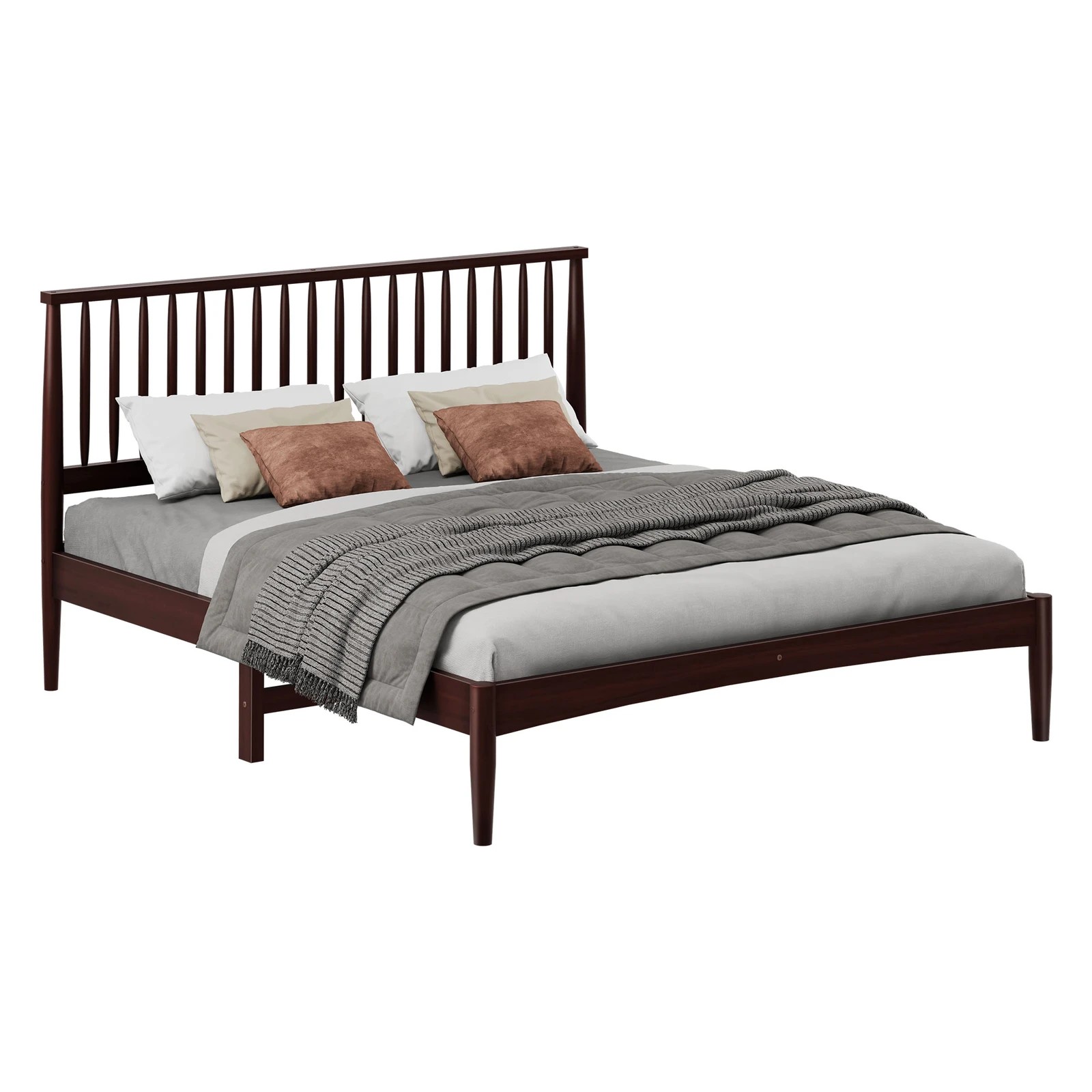 1 Alfordson Bed Frame Wooden King Size Timber Base Platform Walnut Caelus - Natural, 1 of 10