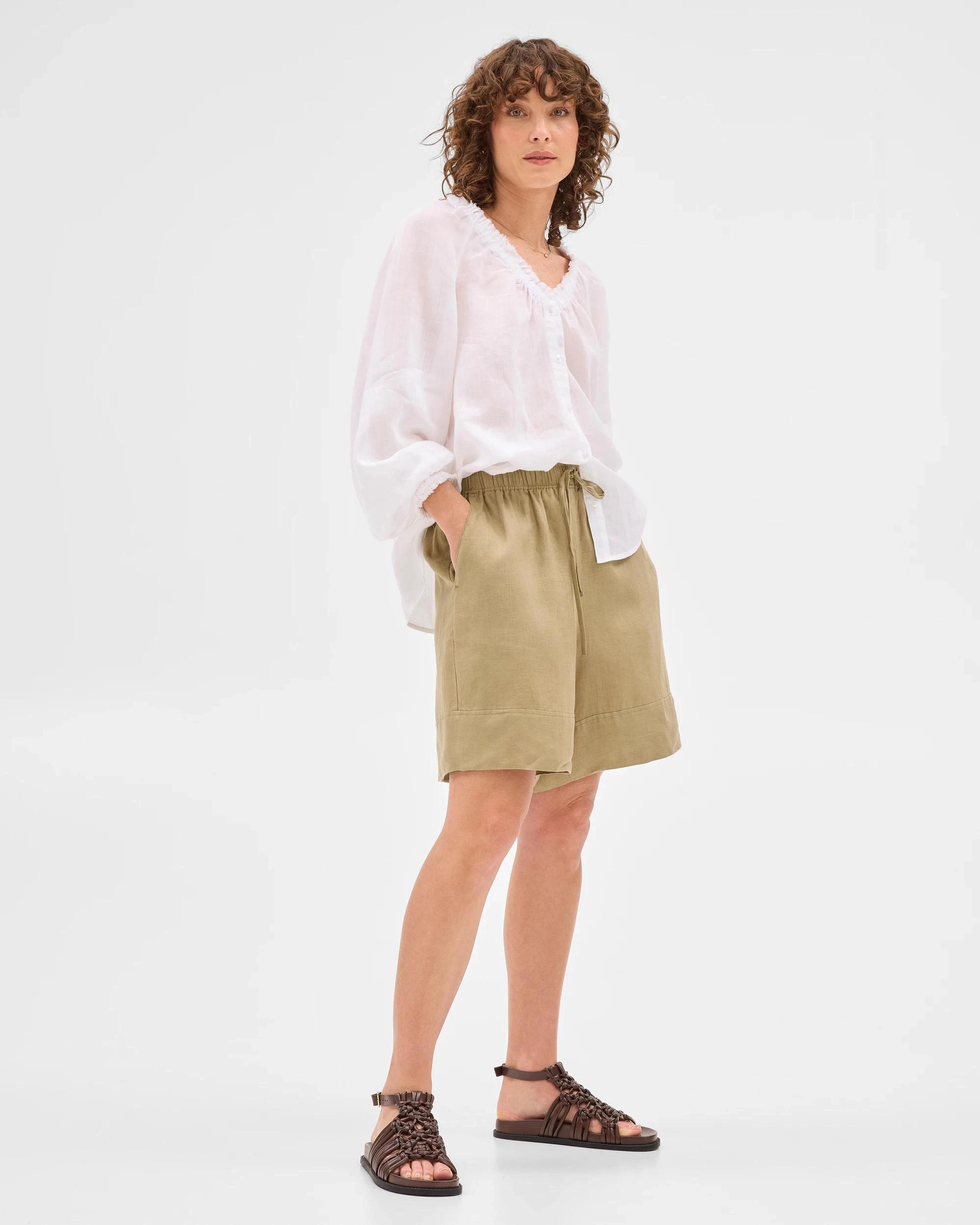 2 Target European Linen Long Shorts QUINOA, 2 of 6