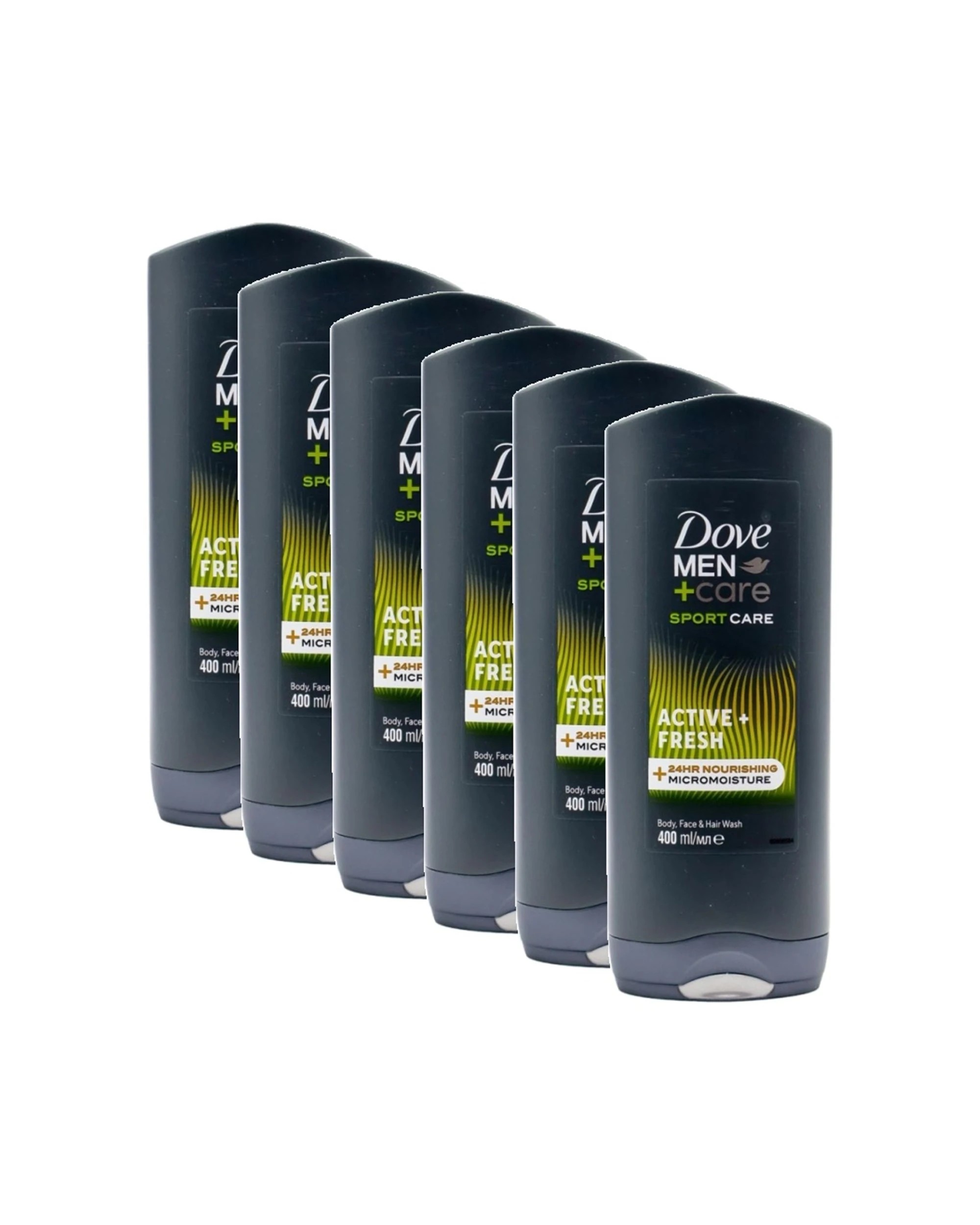 1 Dove 6pk Men Care Sport Care Active Fresh Body Face Hair Wash Cleanser for Men 400ml - Grey, 1 of 3