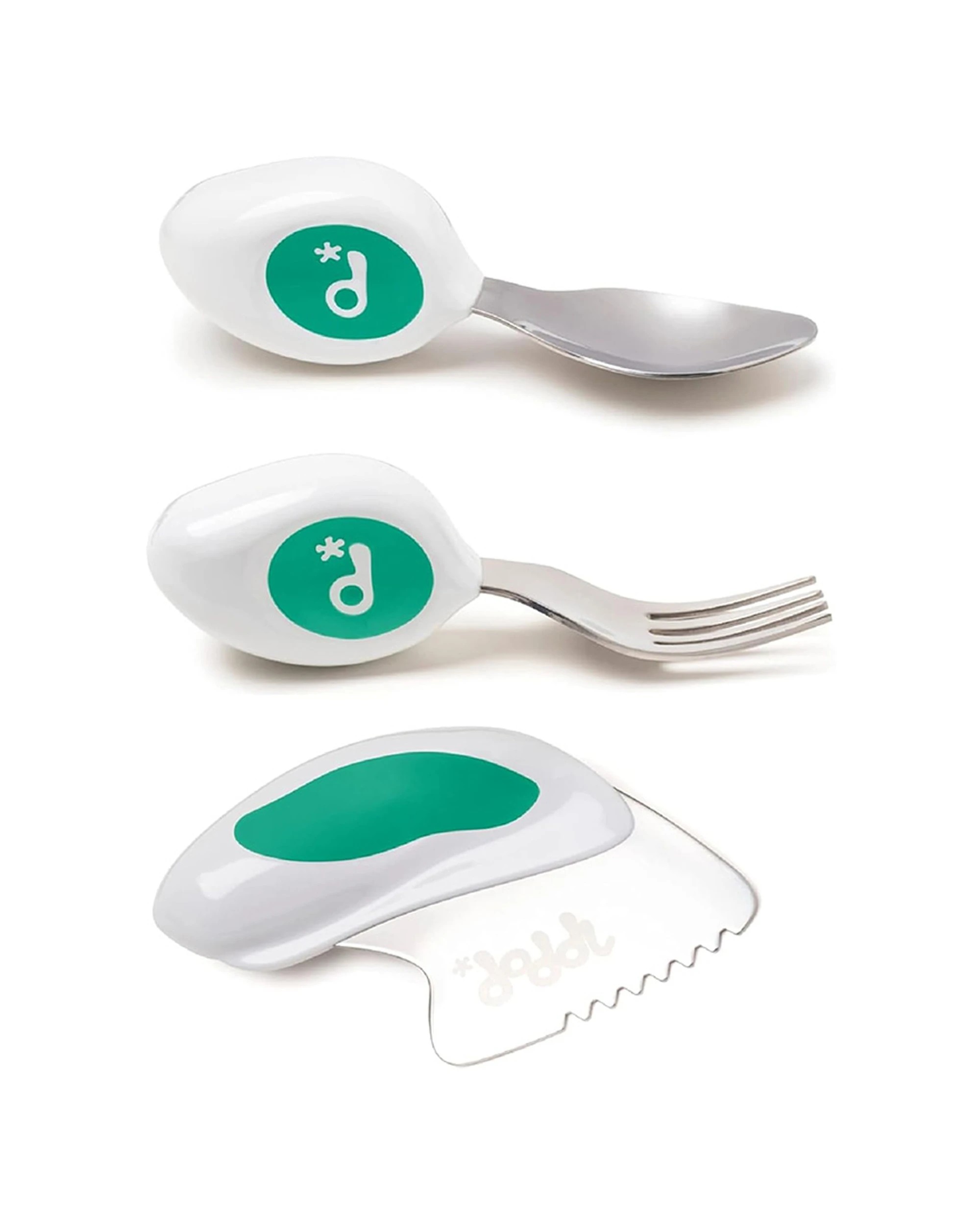 1 Doddl Utensil Set Fork Spoon Cutter 3 Piece Stainless Steel Fresh - Green, 1 of 5