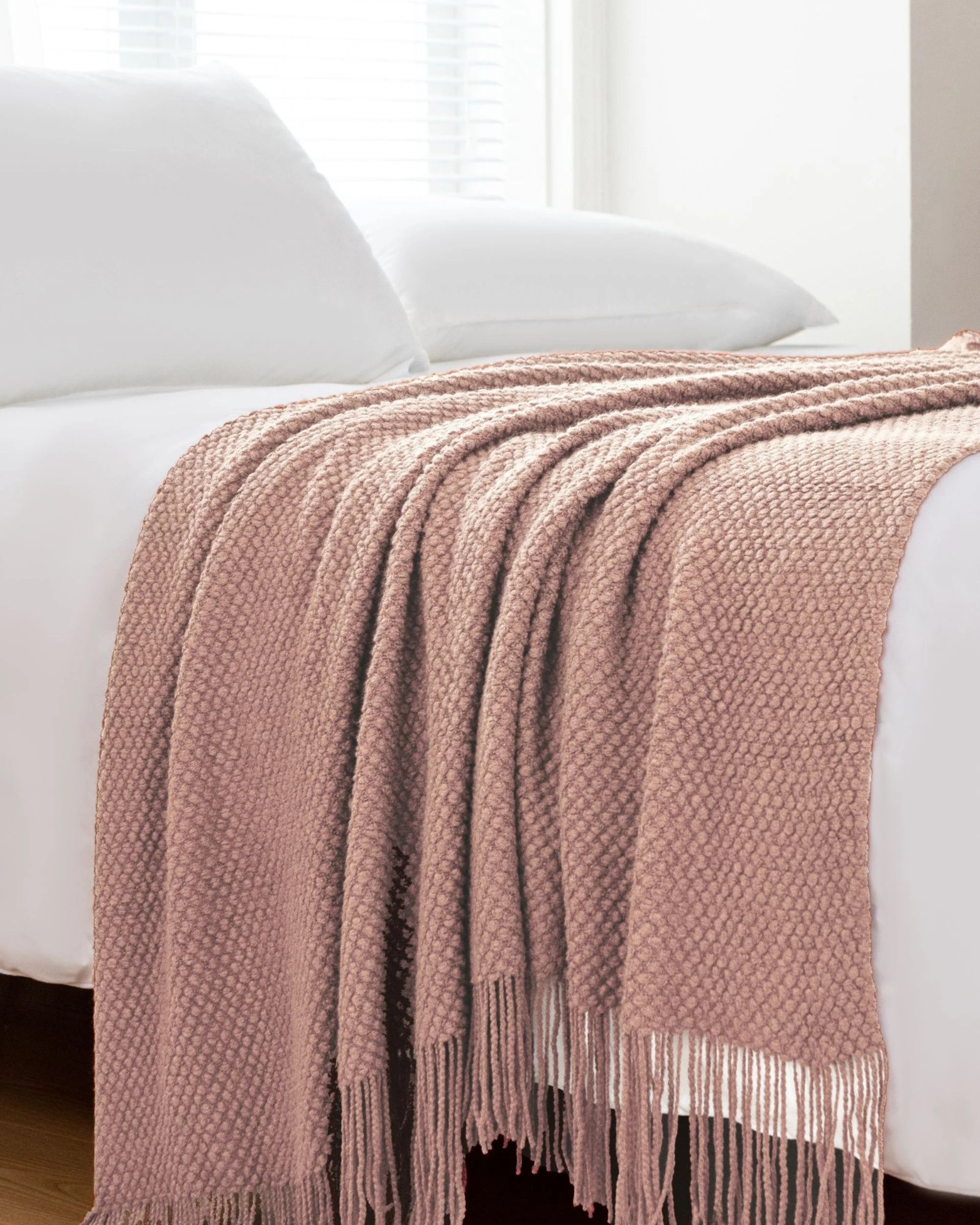 4 Gioia Casa Micro Plush Knitted Throw Blanket Soft Warm Lightweight - Pink, 4 of 7