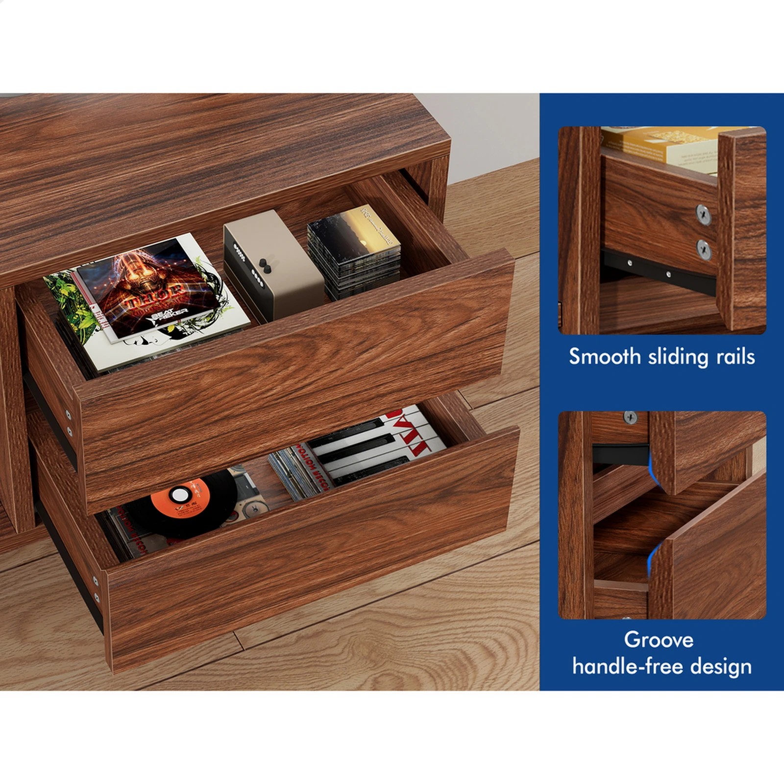 5 Alfordson Entertainment Unit TV Cabinet Stand 180cm Drawer Shelf - Walnut, 5 of 10