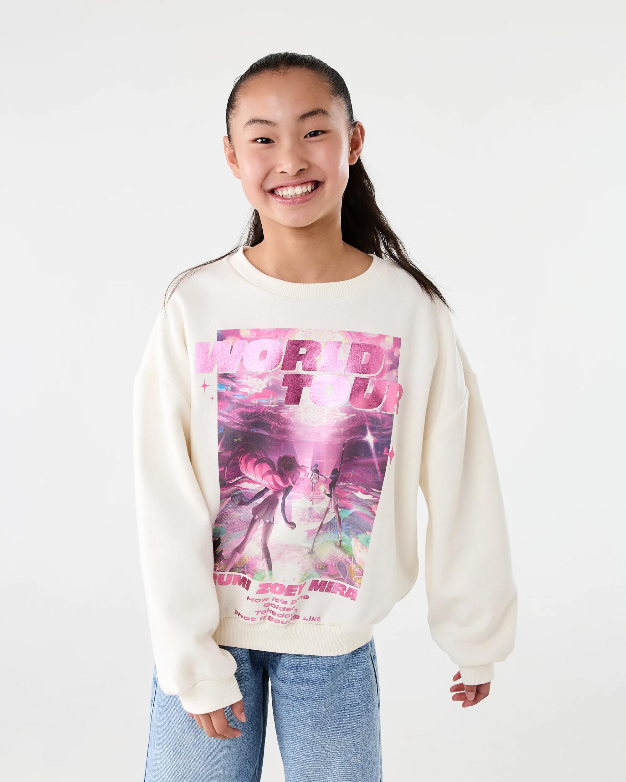 1 KPop Demon Hunters License Crew Neck Sweatshirt White Dh, 1 of 7