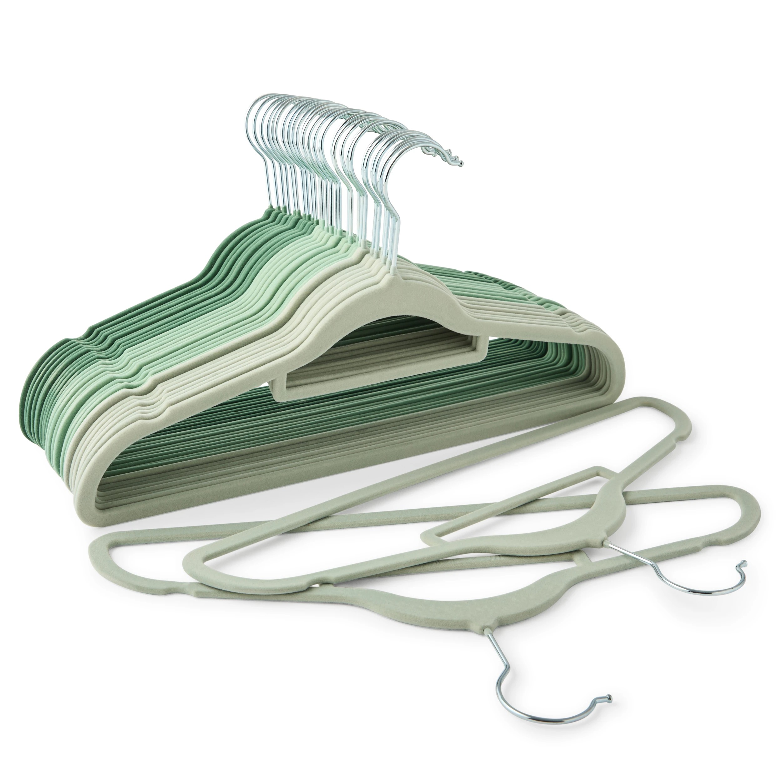 6 30 Pack Flocked Hangers - Green, 6 of 8