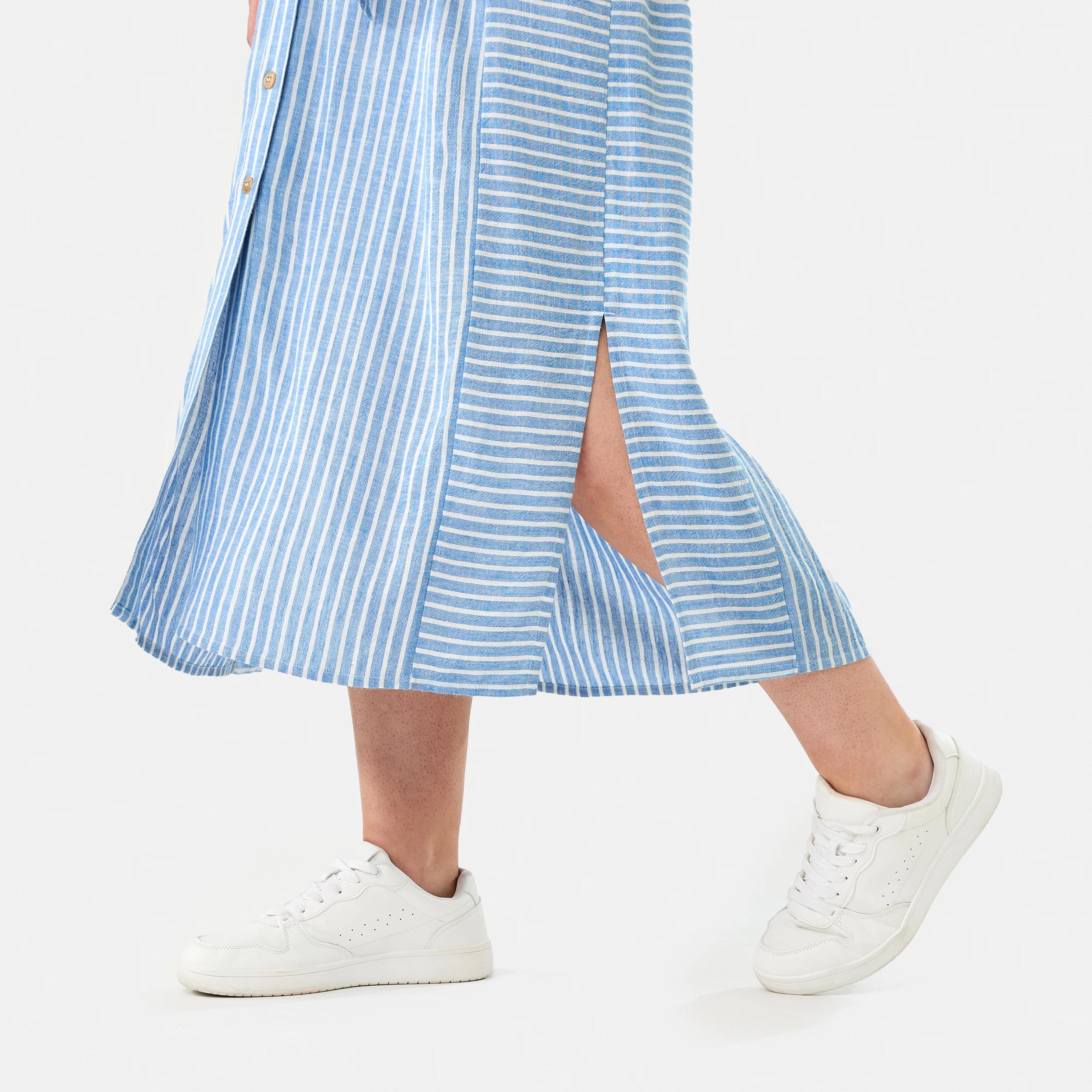 8 Short Sleeve Utility Shirt Midi Dress RESORT STRIPE BLUE MARINE, 8 of 8