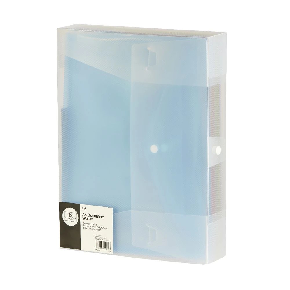 2 Keji A4 Document Wallets with Button Closure Assorted 12 Pack, 2 of 2