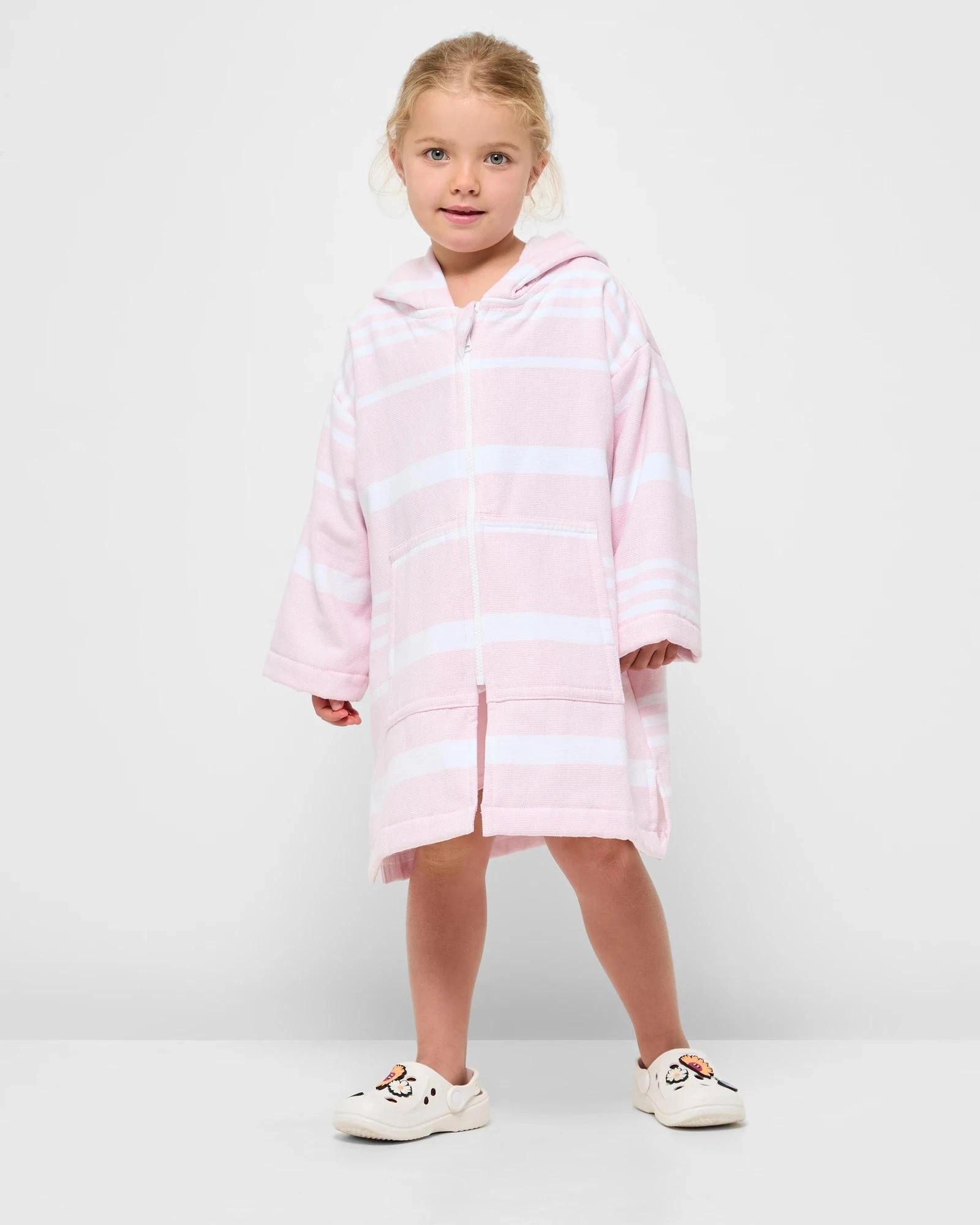 1 Target Henley Kids  Zip Thru Hooded Towel - Pink, 1 of 6