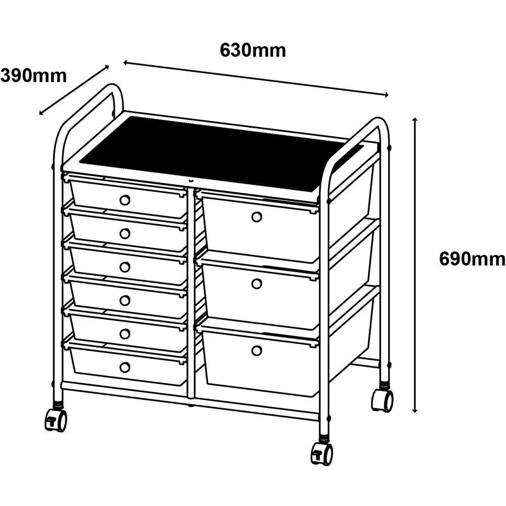2 J.Burrows 9 Drawer Chrome Trolley Clear, 2 of 2