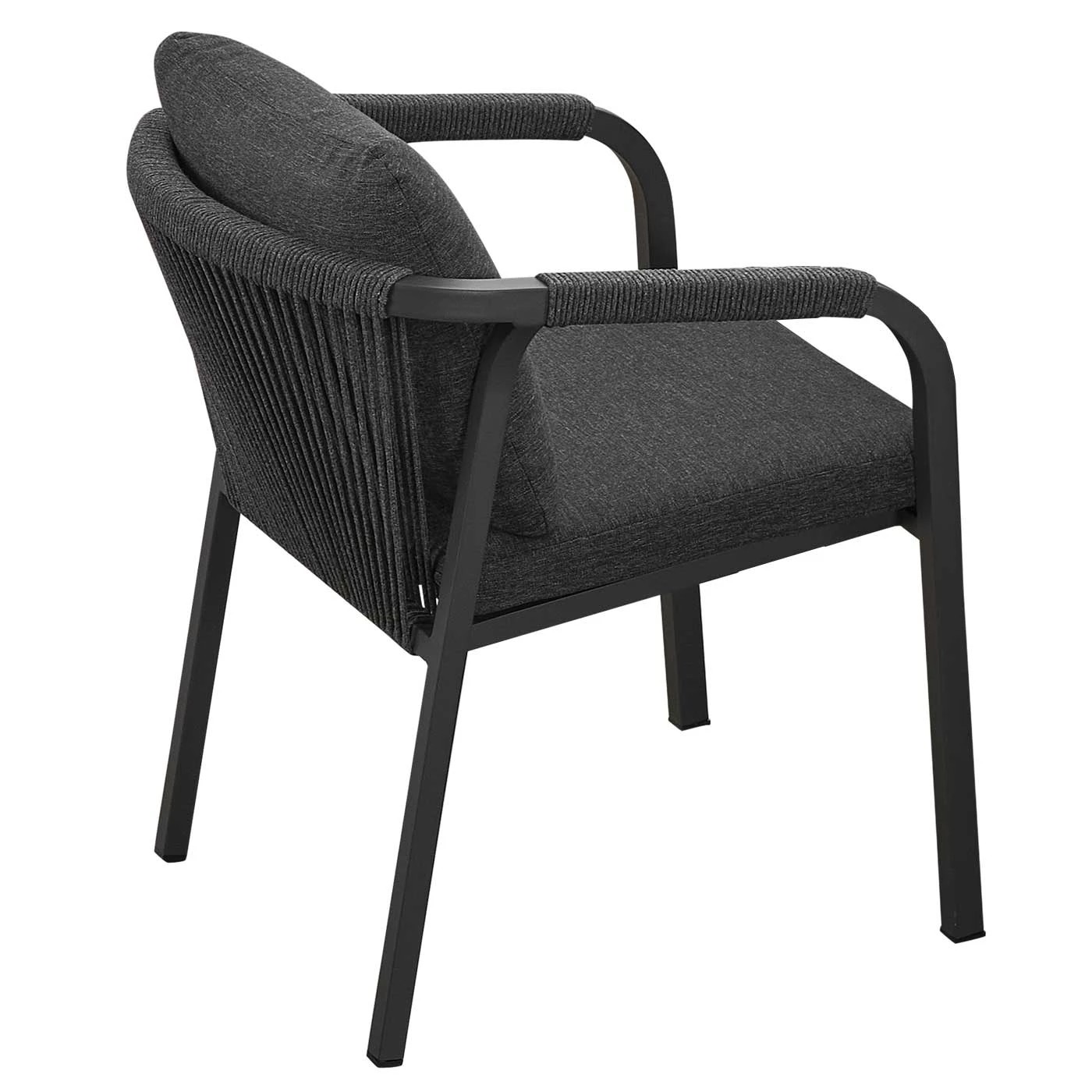 3 Moda Living La Perouse Charcoal Aluminium Outdoor Dining Chairs with Arms - Dark Grey Cushions (Set of 2) - White, 3 of 10
