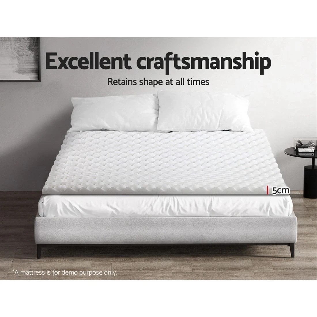 6 Giselle Bedding Memory Foam Mattress Topper Egg Crate 5cm Queen - Queen Bed - White, 6 of 7