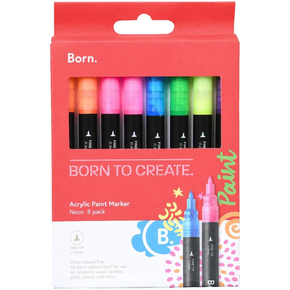 4 Born Acrylic Paint Marker 1.3mm Neon 8 Pack, 4 of 4