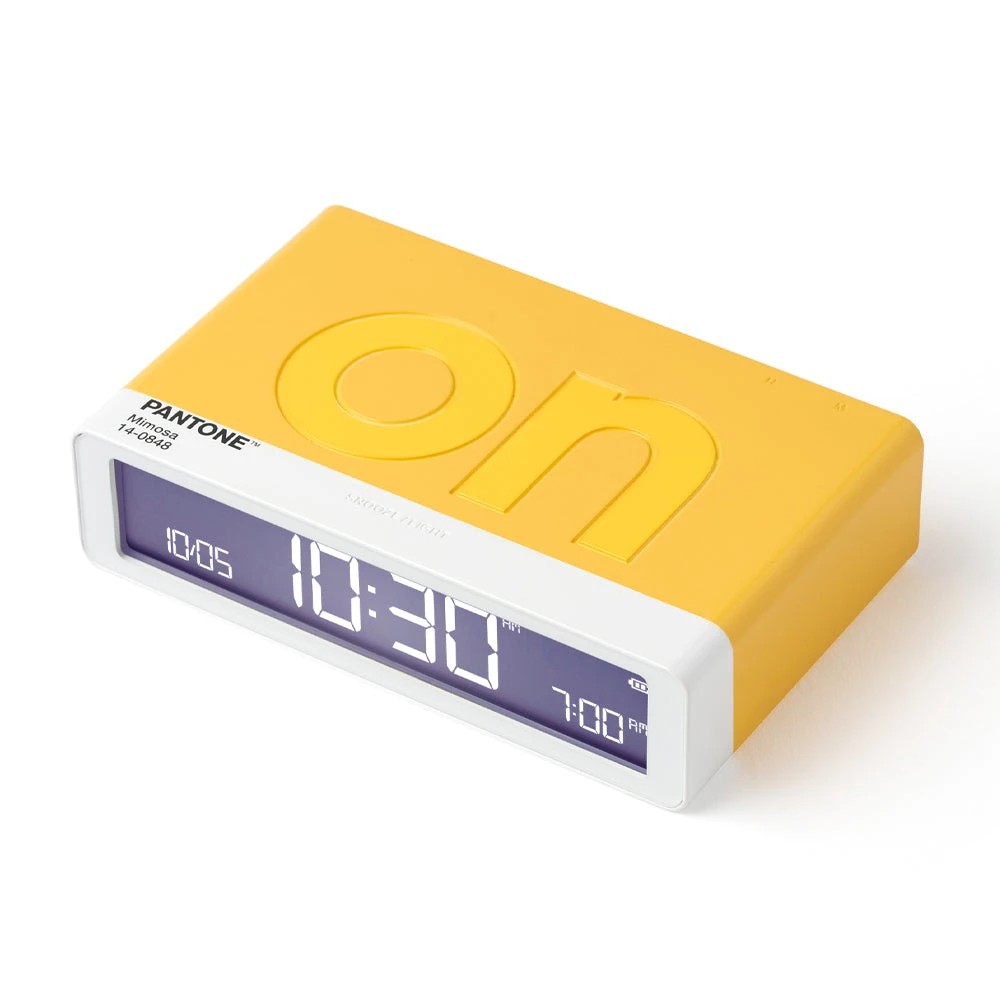 3 Lexon Flip Classic Reversible Alarm Clock PANTONE - Yellow - Yellow, 3 of 5