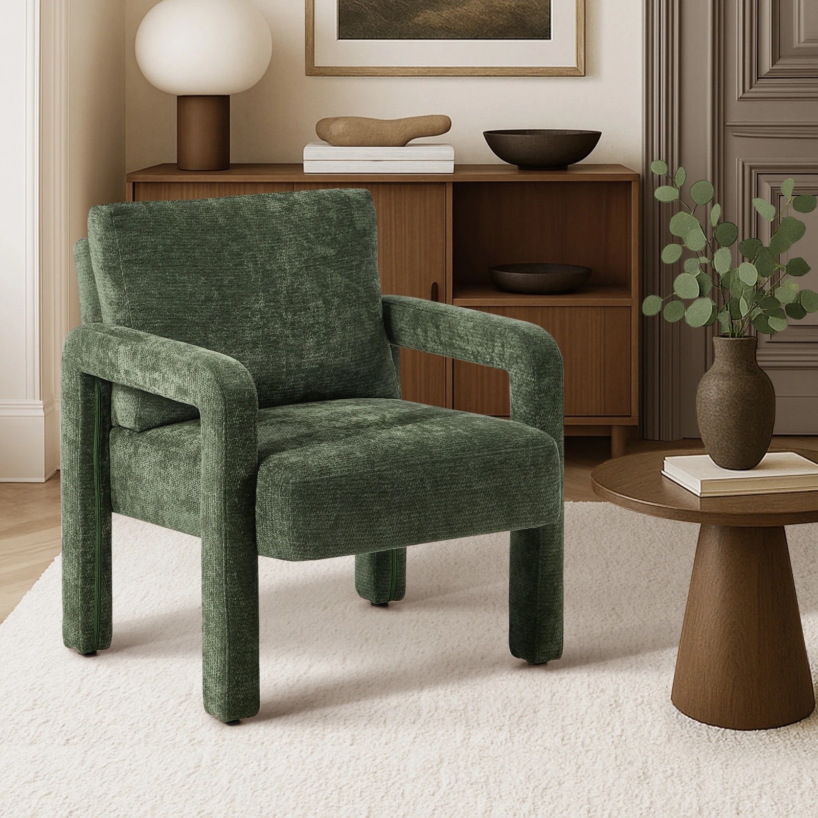 3 Oikiture Armchair Velvet Accent Chairs 1 Seater Lounge Sofa Chair - Green, 3 of 10