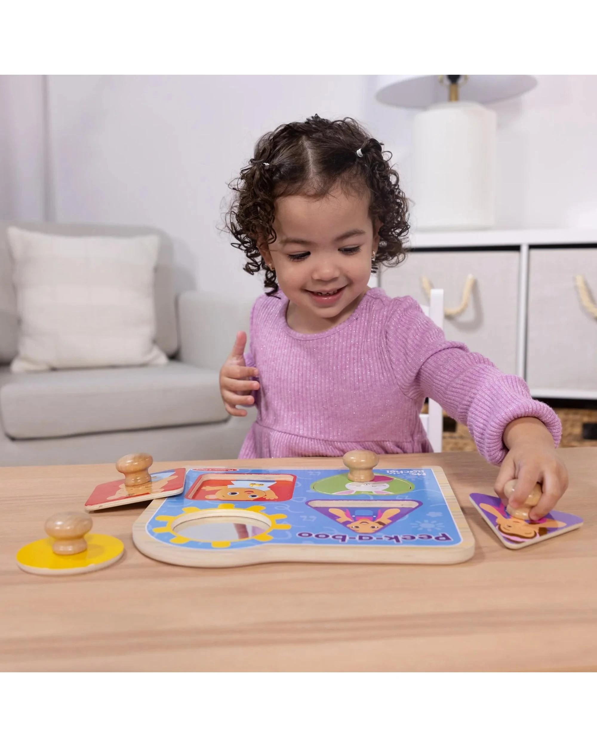 4 Melissa and Doug Ms Rachel Wooden Peek-A-Boo Jumbo Peg Puzzle, 4 of 9