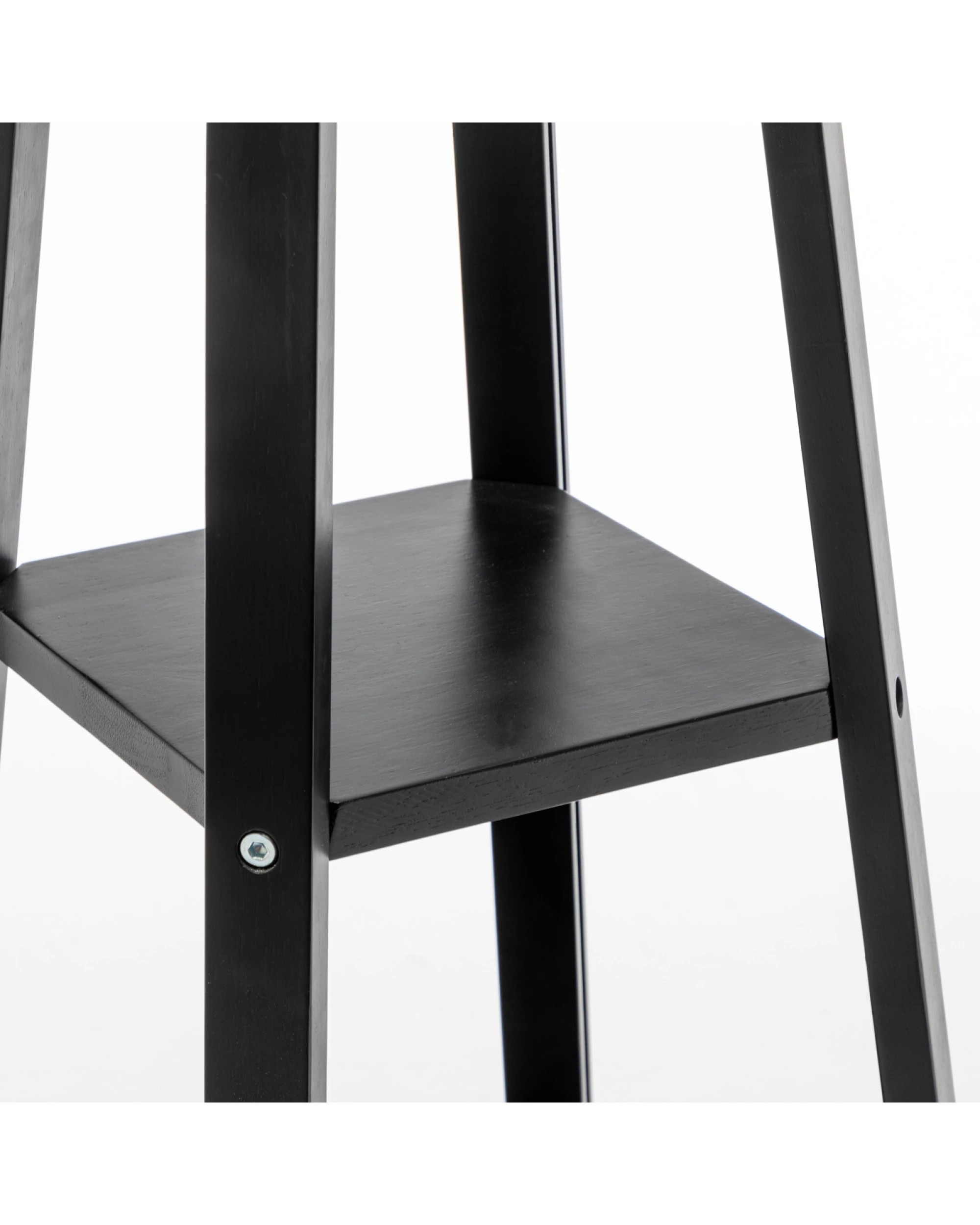 3 BR Home Natural Wood Floor Lamp with Storage Shelves and Off White Linen Shade, 3 of 8