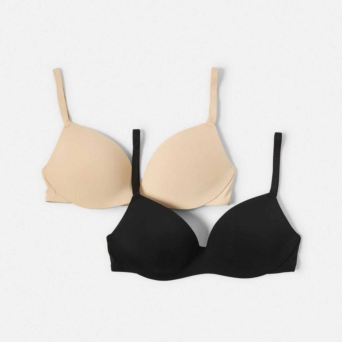 1 2 Pack Wirefree Push-Up Lift Bra BLACK, LIGHT FAWN, 1 of 9