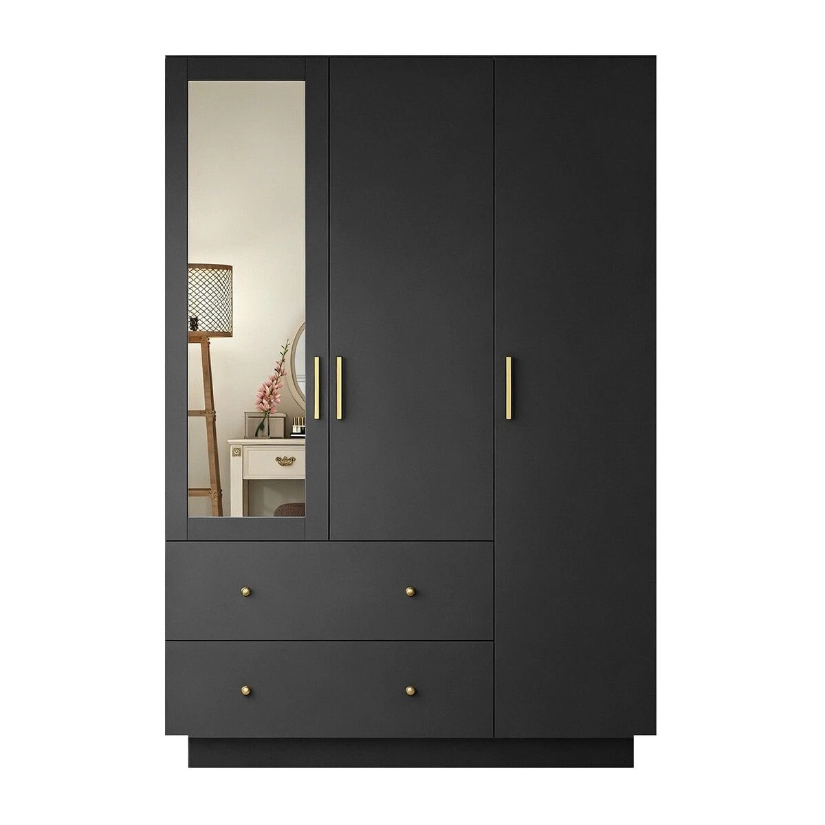 1 Luxsuite Wardrobe Armoire Clothes Storage Cabinet with LED Lights, Drawers & Full Length Mirror, 120x50x180cm, 1 of 1