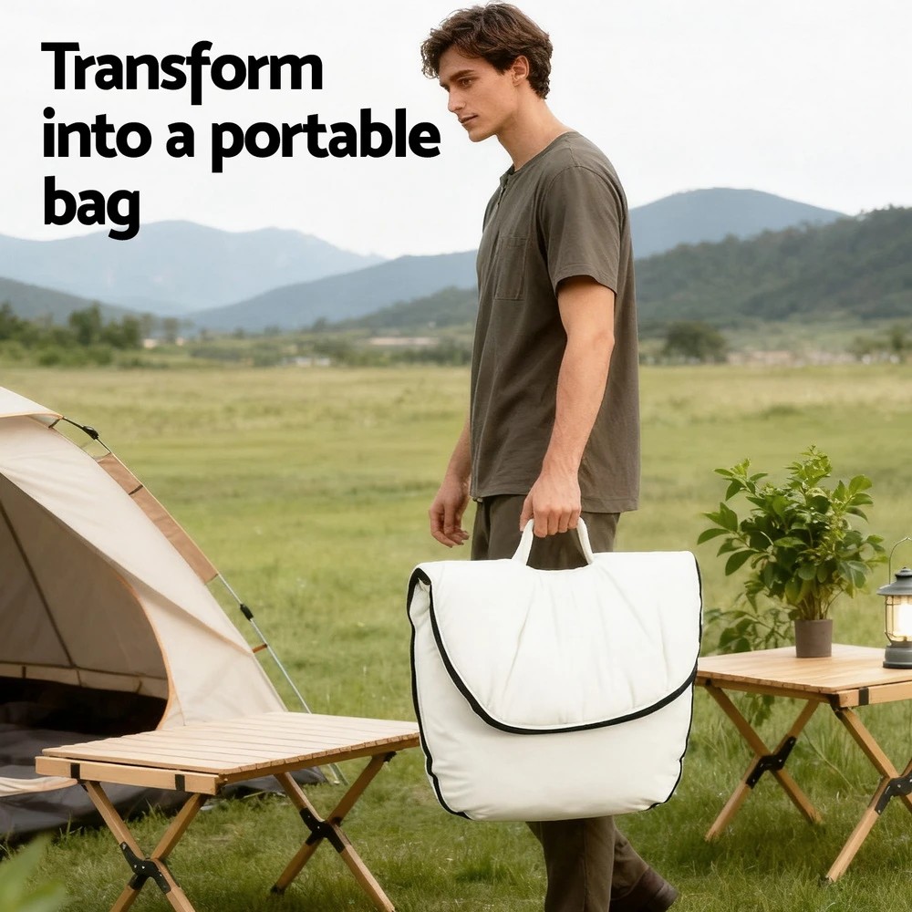 6 Artiss Foldable Chair 2-In-1 Armchair Lounge Chair Portable - White, 6 of 7