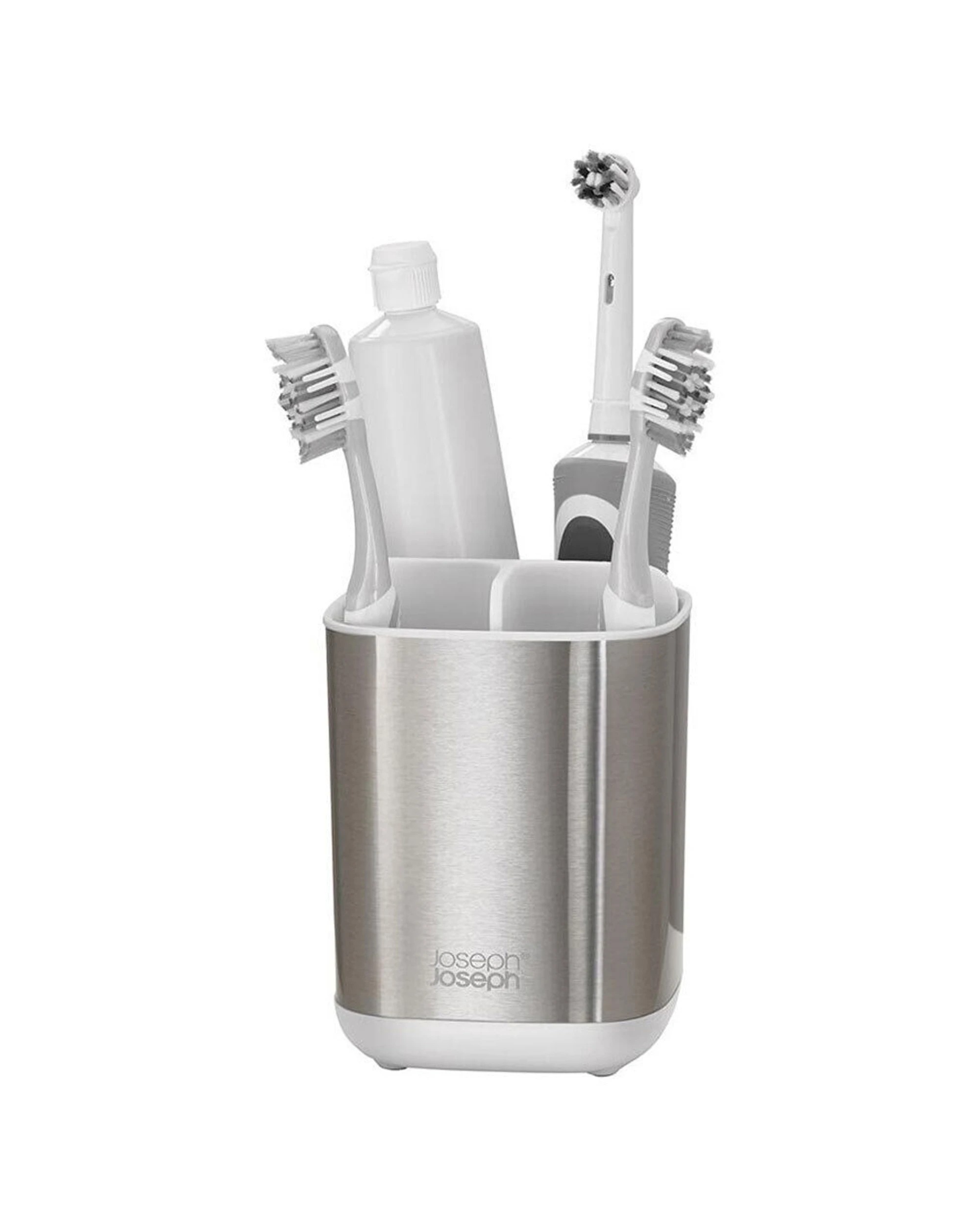 4 Joseph Joseph EasyStore Steel Toothbrush Caddy Twin Pack Ventilated Non-Slip 2PK - White, 4 of 8