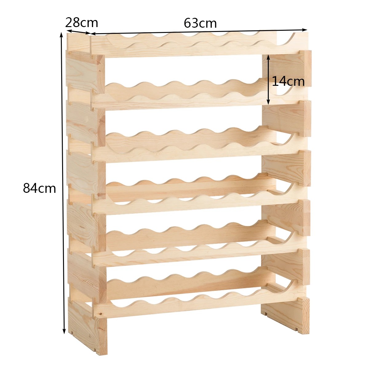 2 Costway 6-tier Modular Wine Rack Pine Wood Display Shelf, 2 of 3