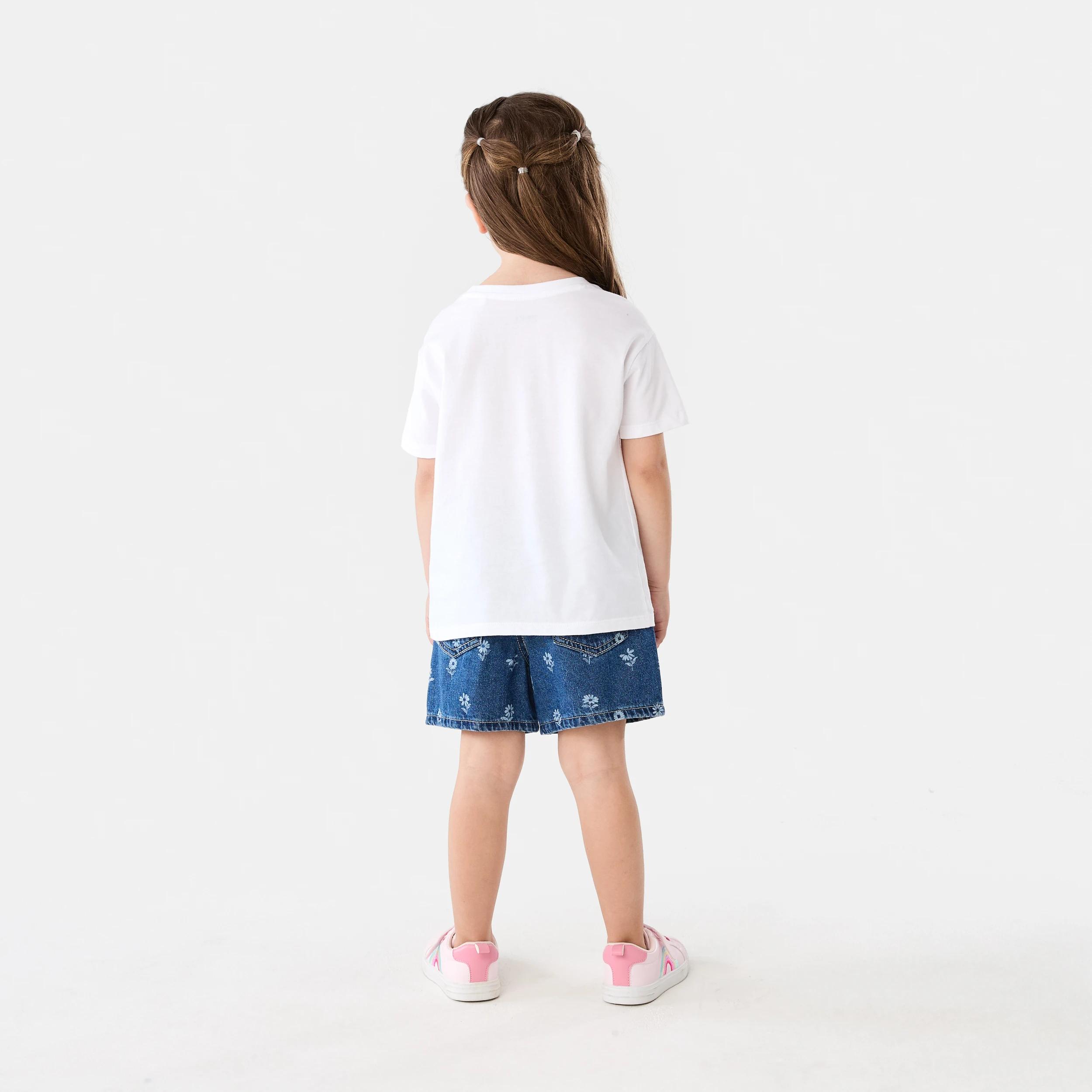 6 Printed Denim Shorts Wht Daisy, 6 of 6