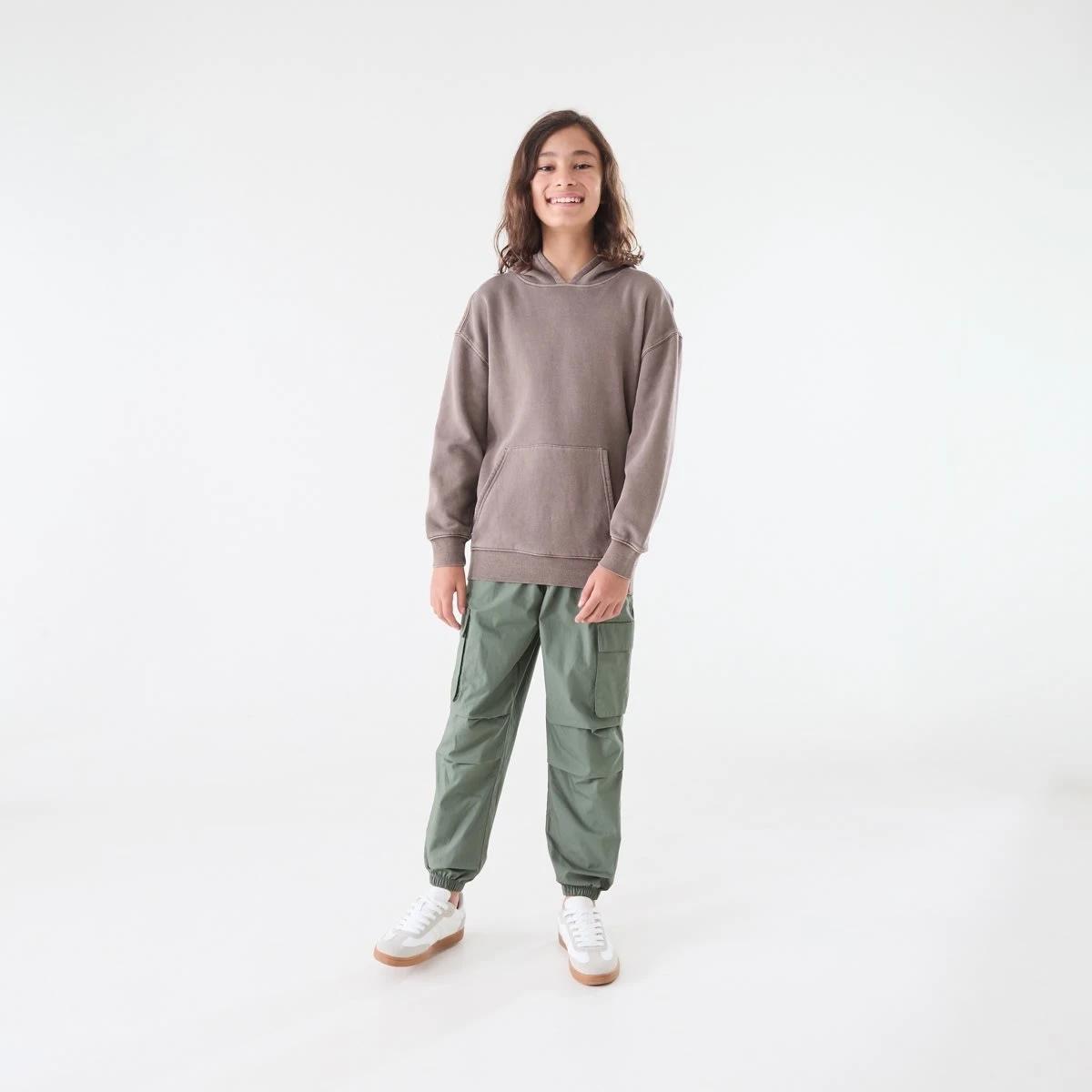 5 Oversized Washed Hoodie with Pocket Brown Choc, 5 of 6