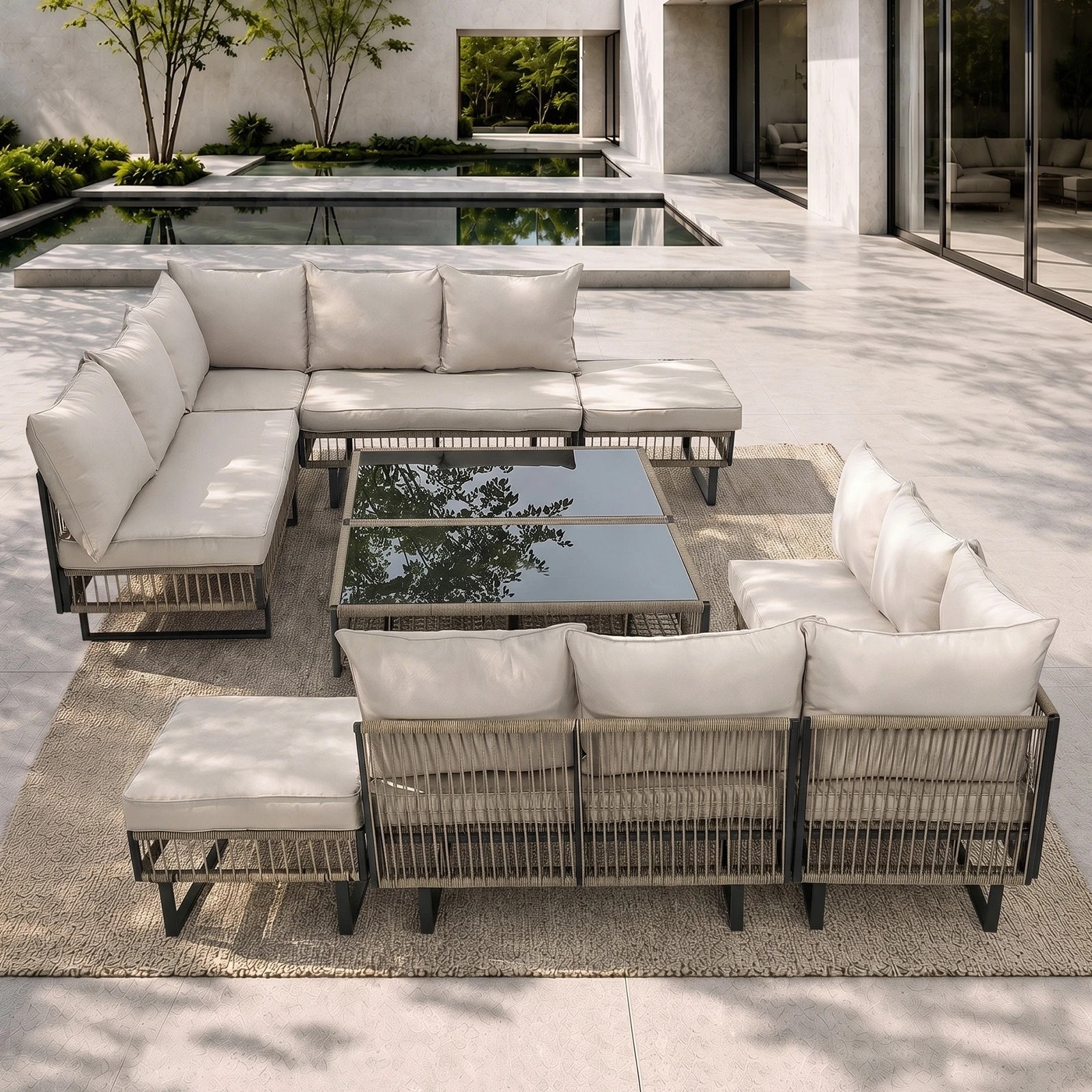 3 Livsip 10 Piece Outdoor Sofa Set Lounge Setting Table Chairs Patio Furniture, 3 of 9