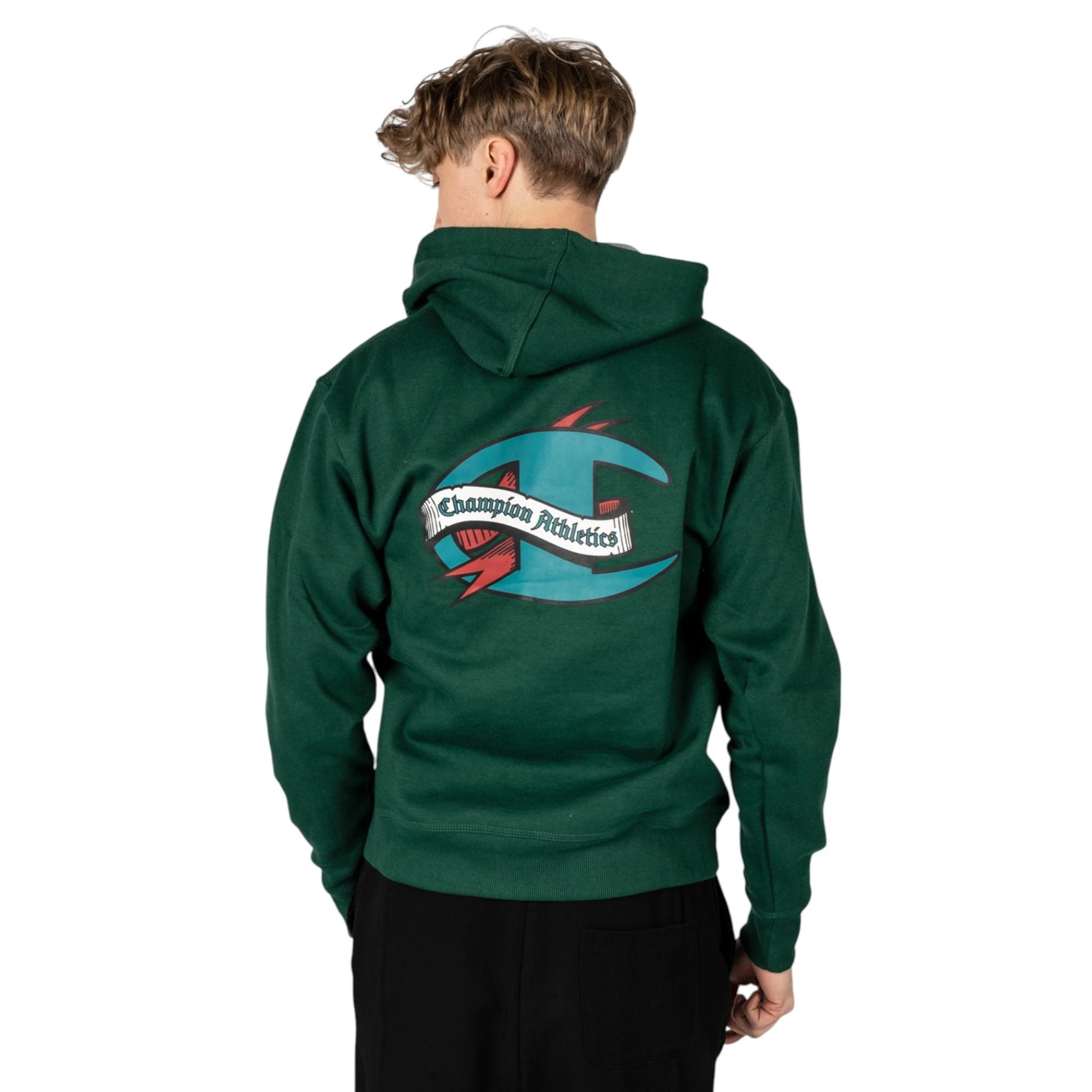 4 Champion Mens Powerblend Forest Peak Green Graphic Hoodie GREEN, 4 of 7
