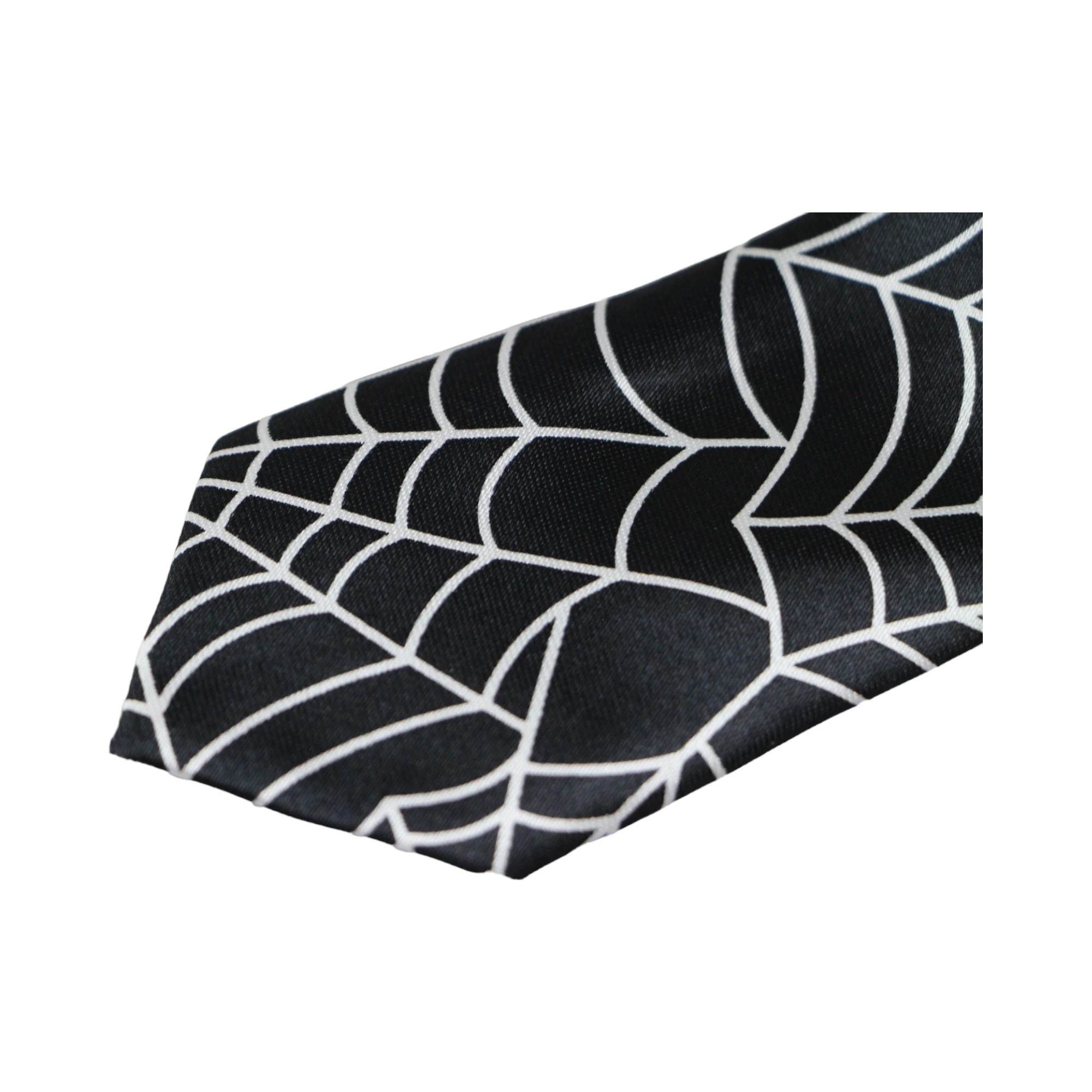 3 Zasel Mens Black & White Large Spider Web 5cm Skinny Neck Tie - Multi - Multi, 3 of 3
