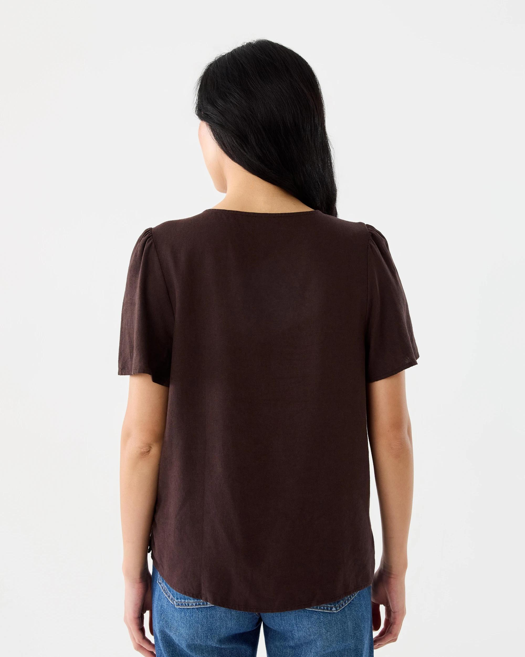 3 Short Sleeve Linen Blend Flutter Femme Top Cbean, 3 of 8