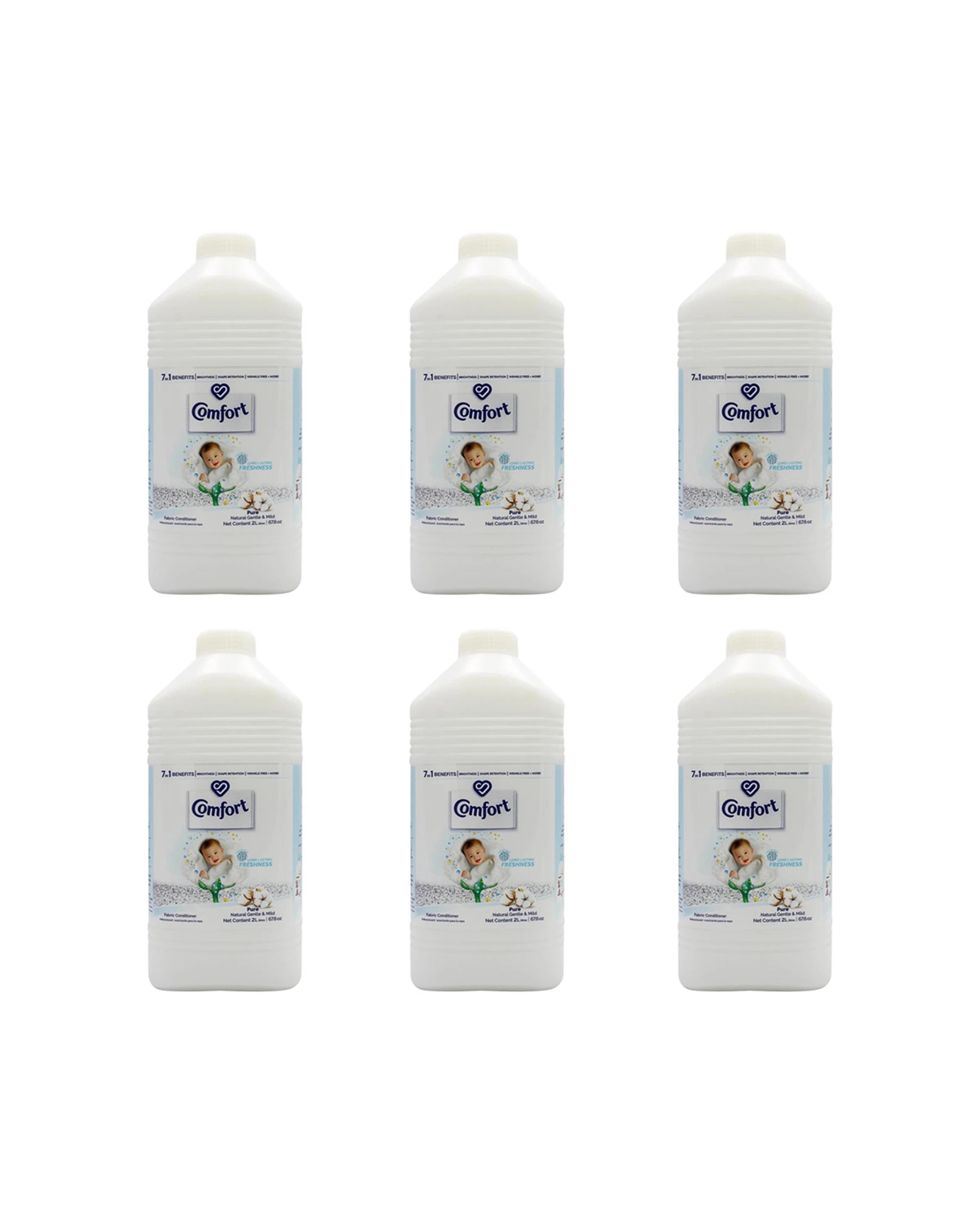 1 Comfort 6PK Fabric Conditioner Pure Natural Gentle Mild Hypoallergenic 2L - Multi, 1 of 3