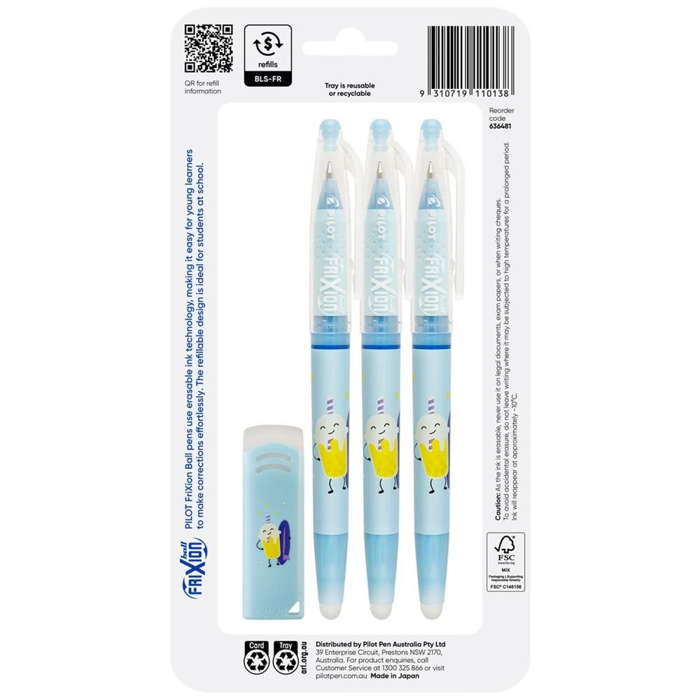 2 PILOT FriXionBall PoolParty Erasable Gel Pen 0.7mm Blue 3Pk, 2 of 9