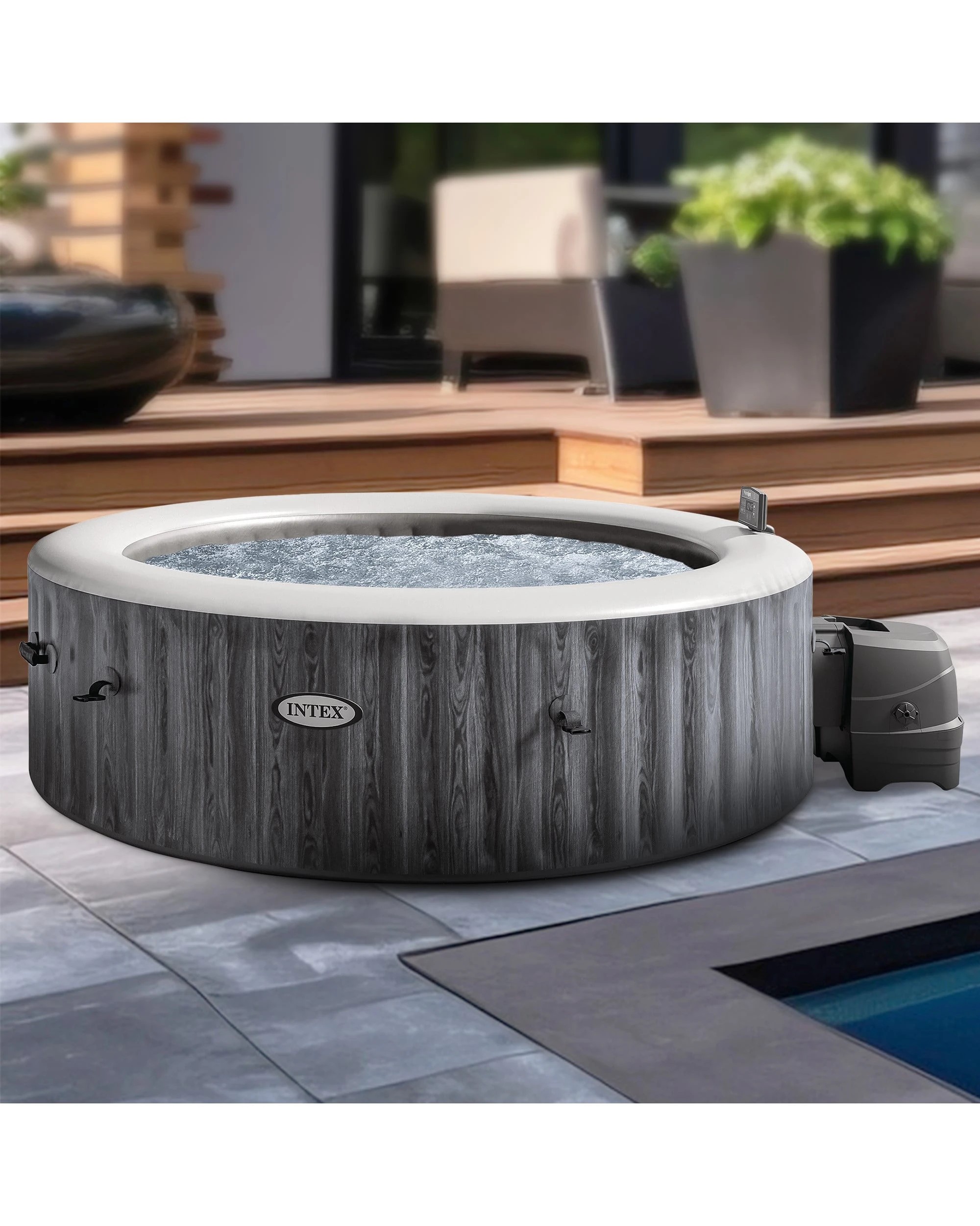 2 Intex PureSpa 6-Person Greywood Deluxe Inflatable Hot Tub - Grey, 2 of 9