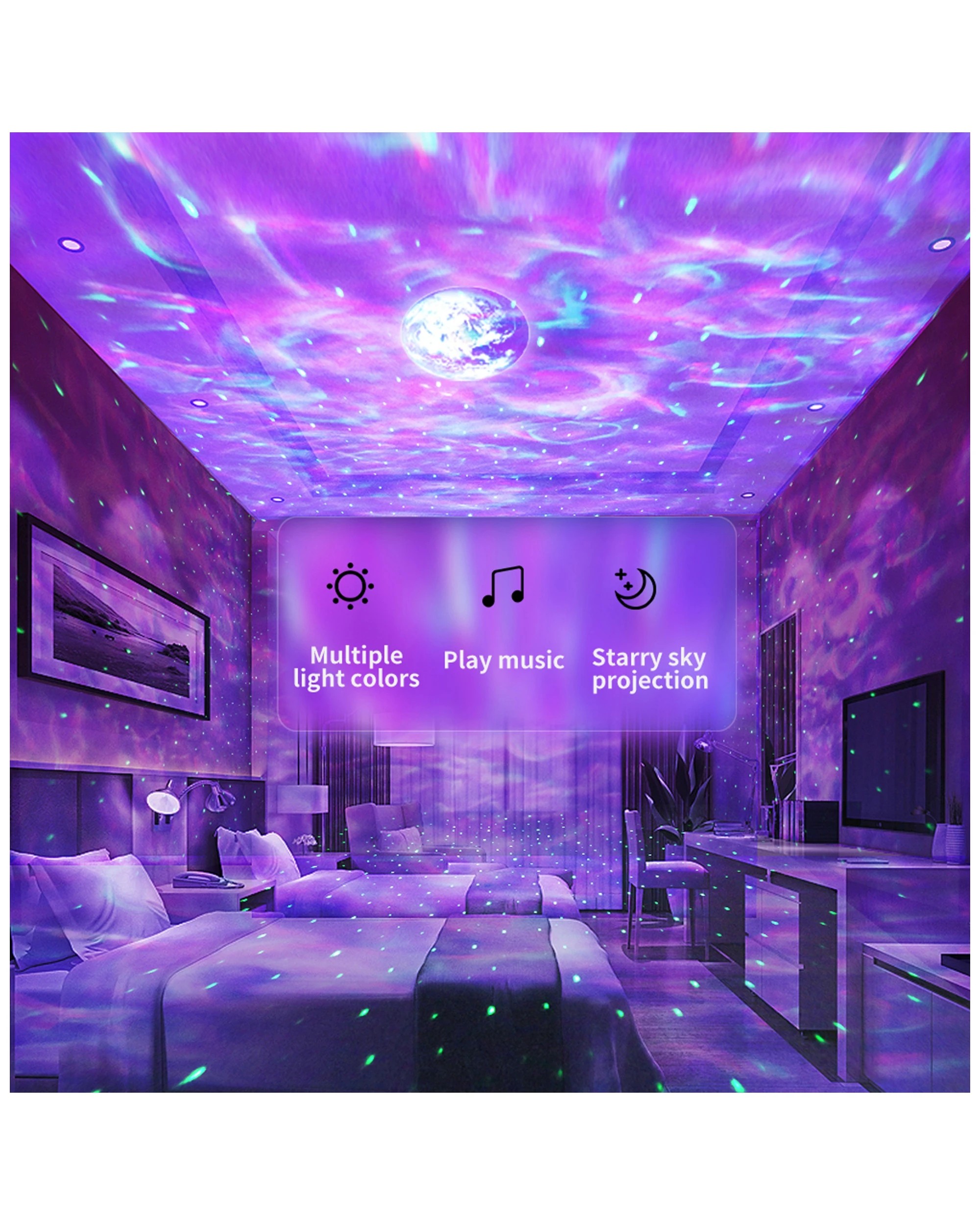 2 Sansai 13.8cm Bluetooth Galaxy Standing Rgbw Timer Light/lamp Projector - Assorted, 2 of 4