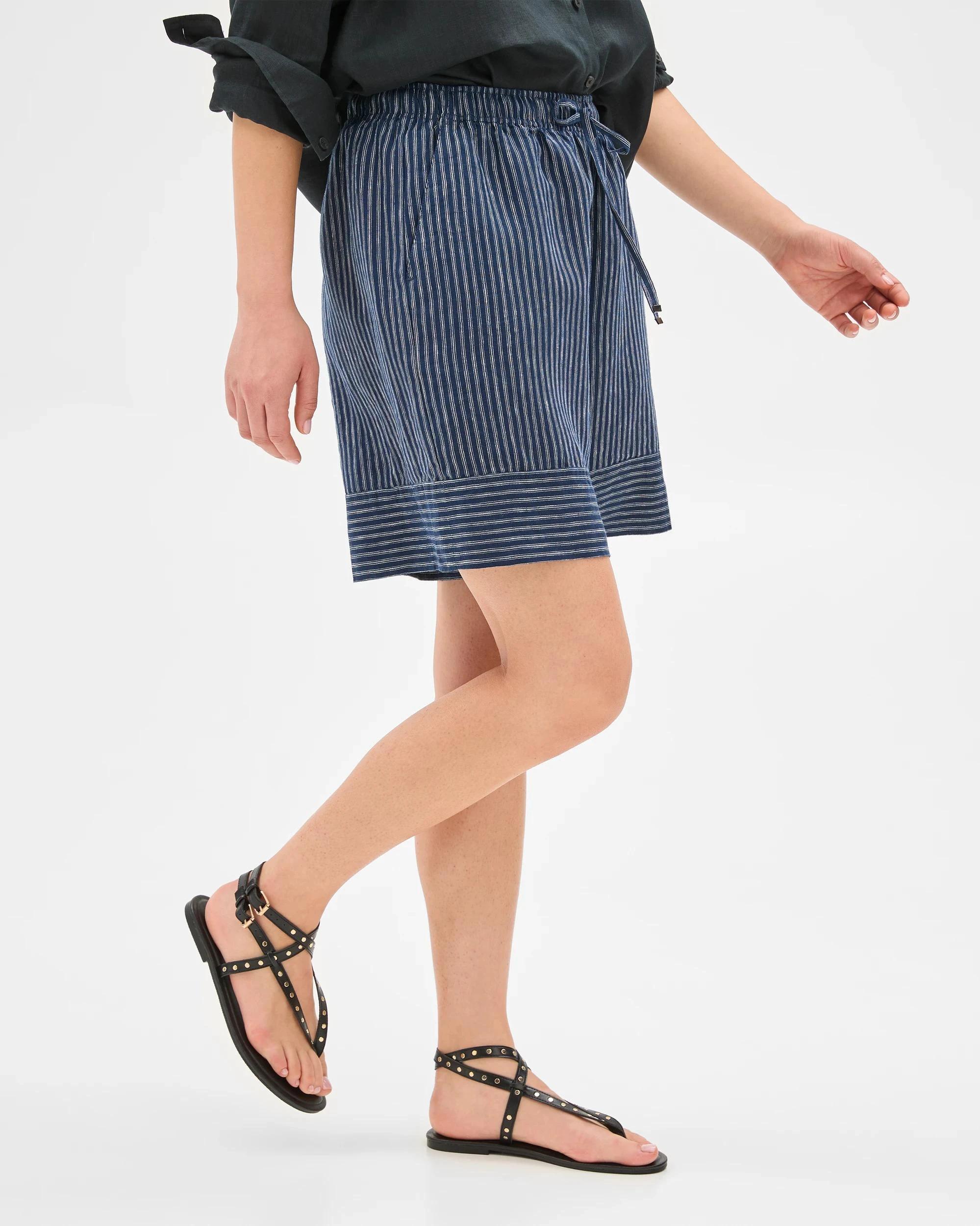 6 Target European Linen Long Shorts NAVY STRIPE, 6 of 7