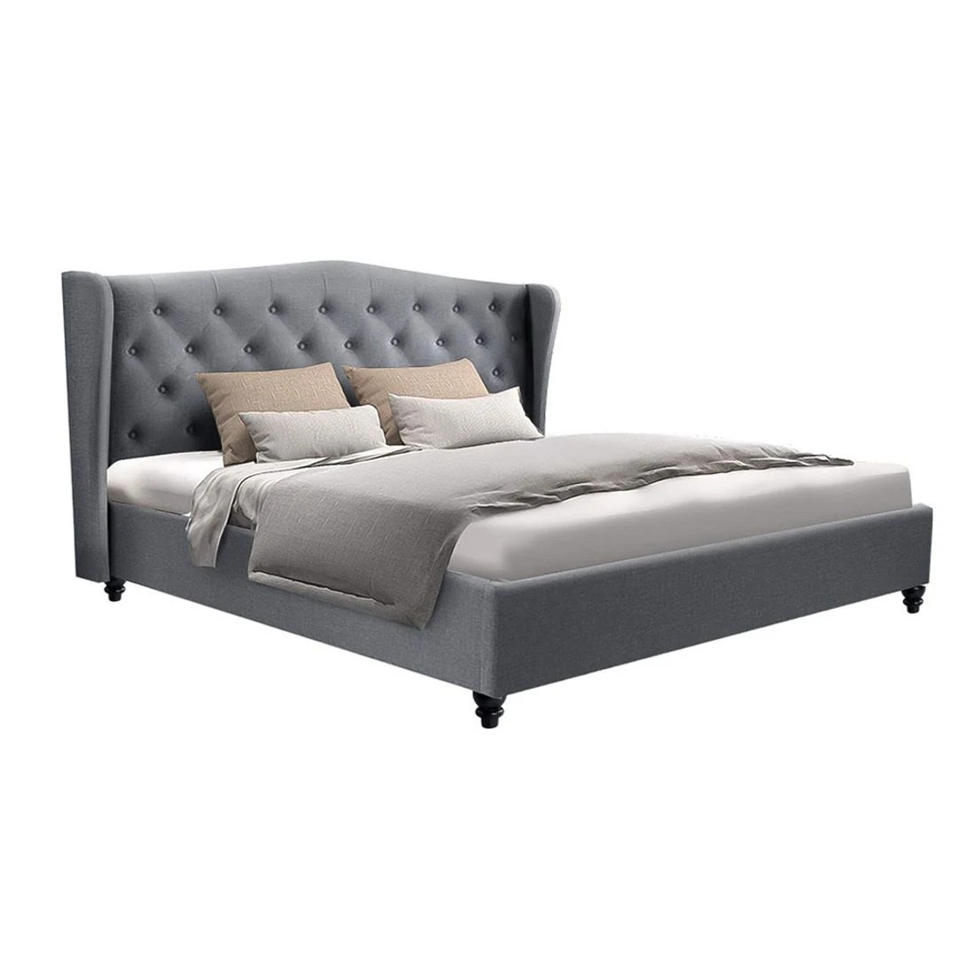 2 Artiss Bed Frame King Size  PIER - Grey, 2 of 10