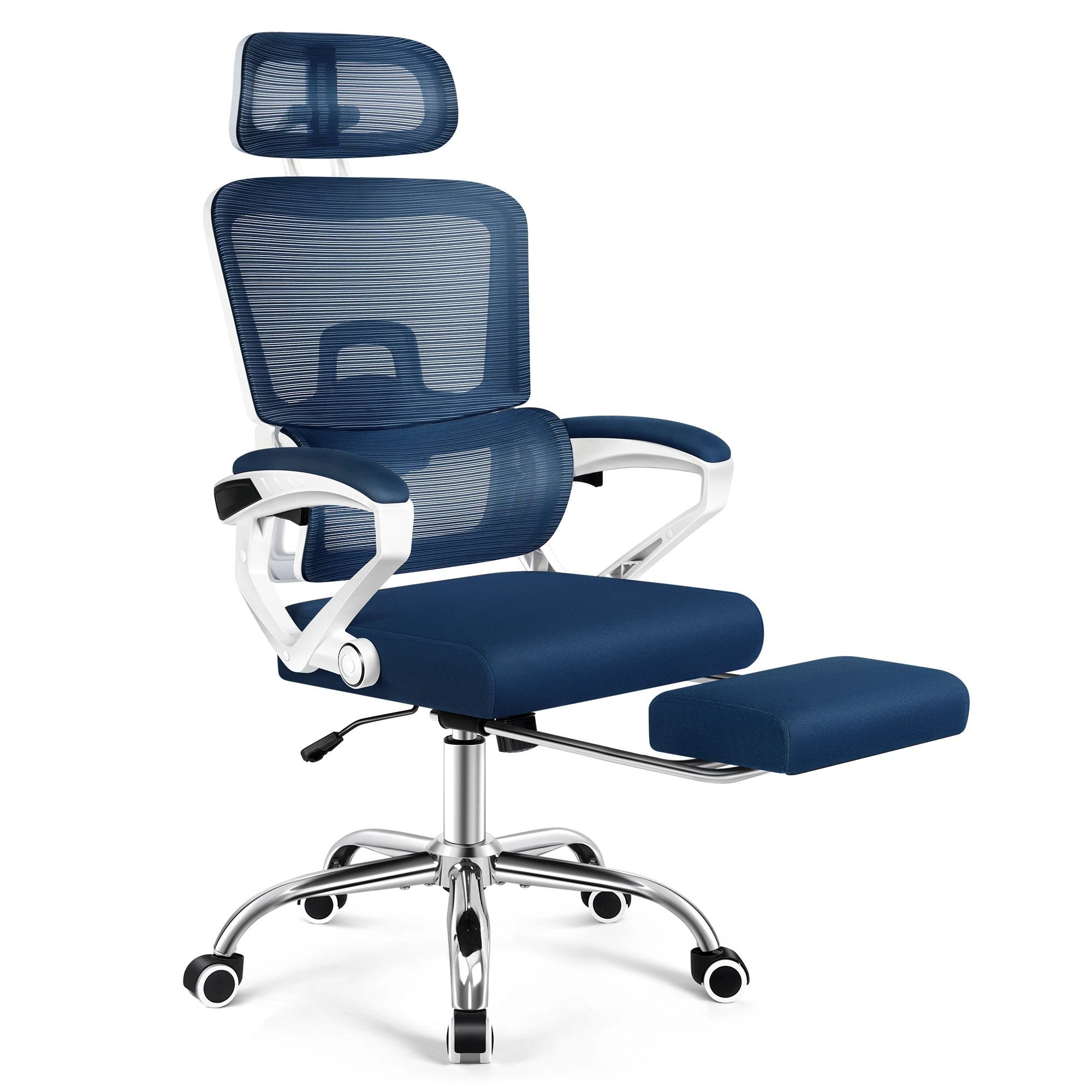1 Alfordson Mesh Office Chair Racing Ergonomic Executive Computer Recliner Work - White Blue, 1 of 10