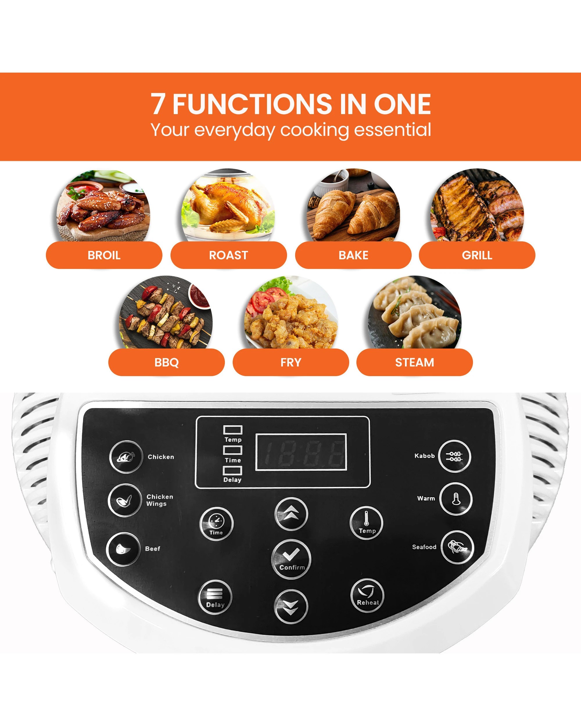 7 Pronti 17l Digital Family Turbo Convection Oven Broiler Cooker - White, 7 of 10