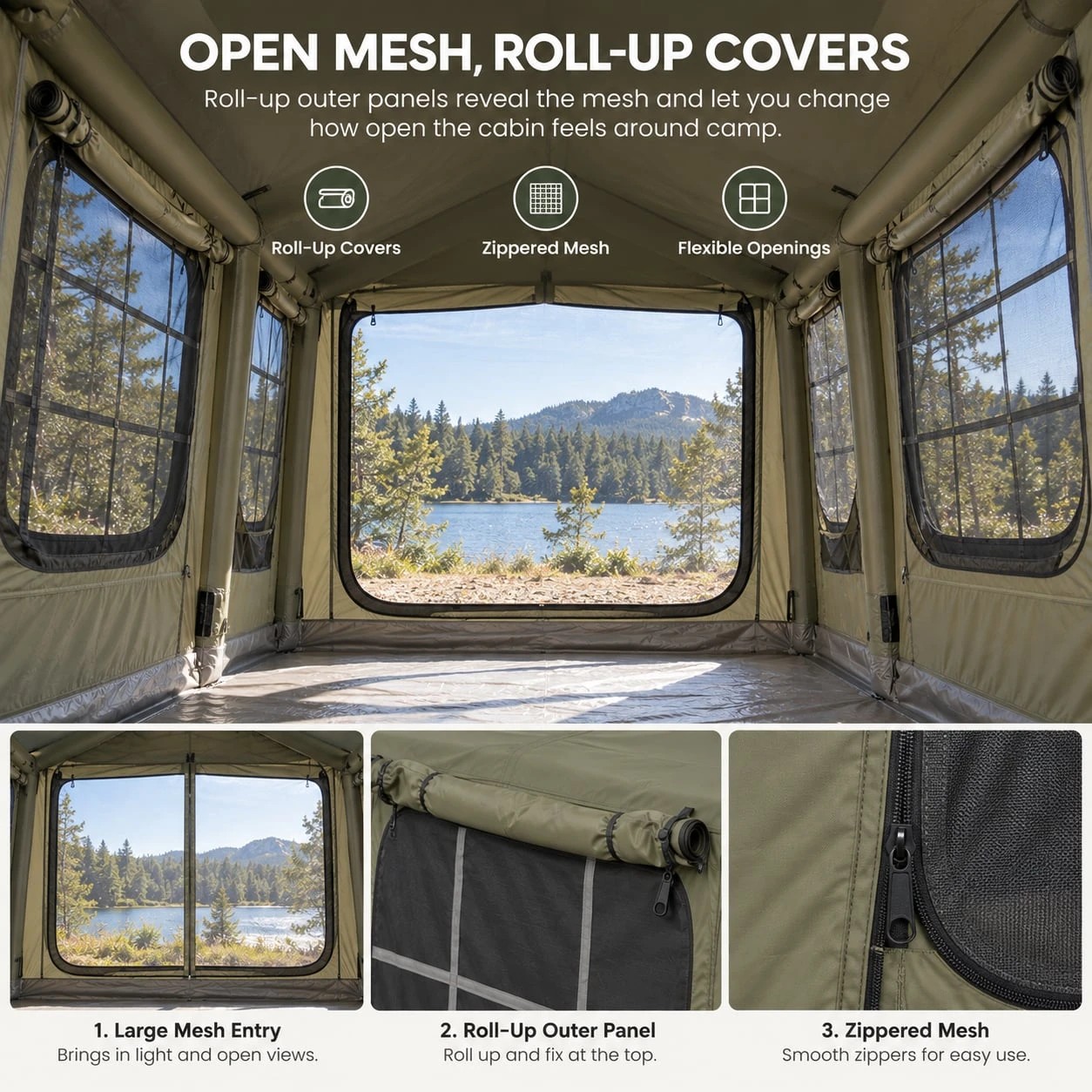 5 Weisshorn Inflatable Cabin Camping Tent Mesh Entry 520x360cm - Green - Green, 5 of 10