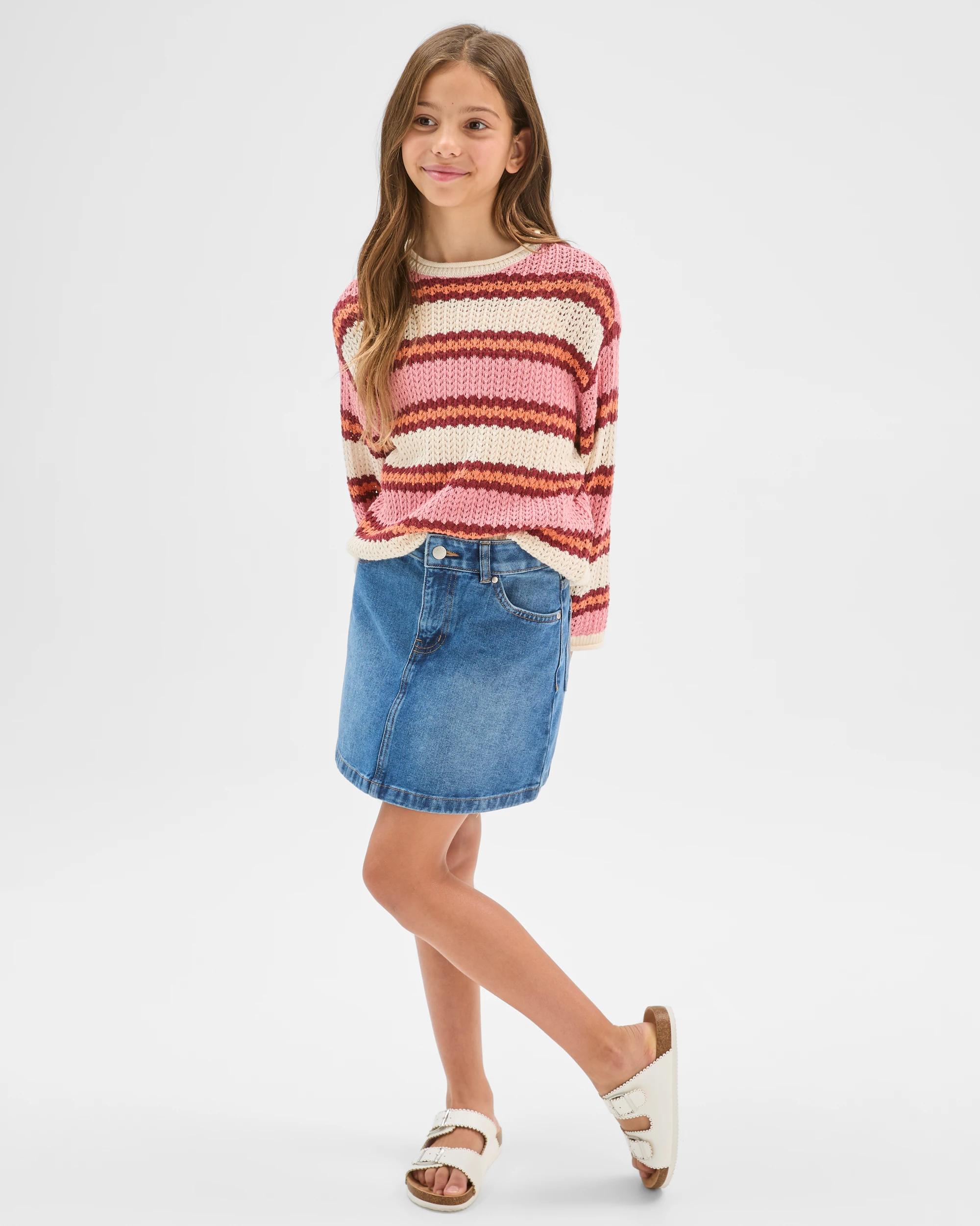 1 Target Kids Heart Pocket Denim Skirt MID BLUE, 1 of 7