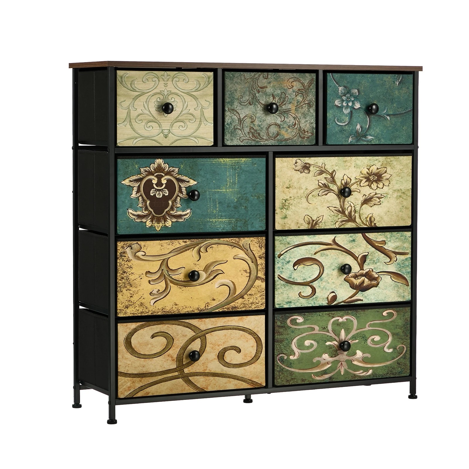 6 Oikiture 9 Chest of Drawers Fabric Storage Dresser Vintage Tallboy Organizer - Multi, 6 of 6