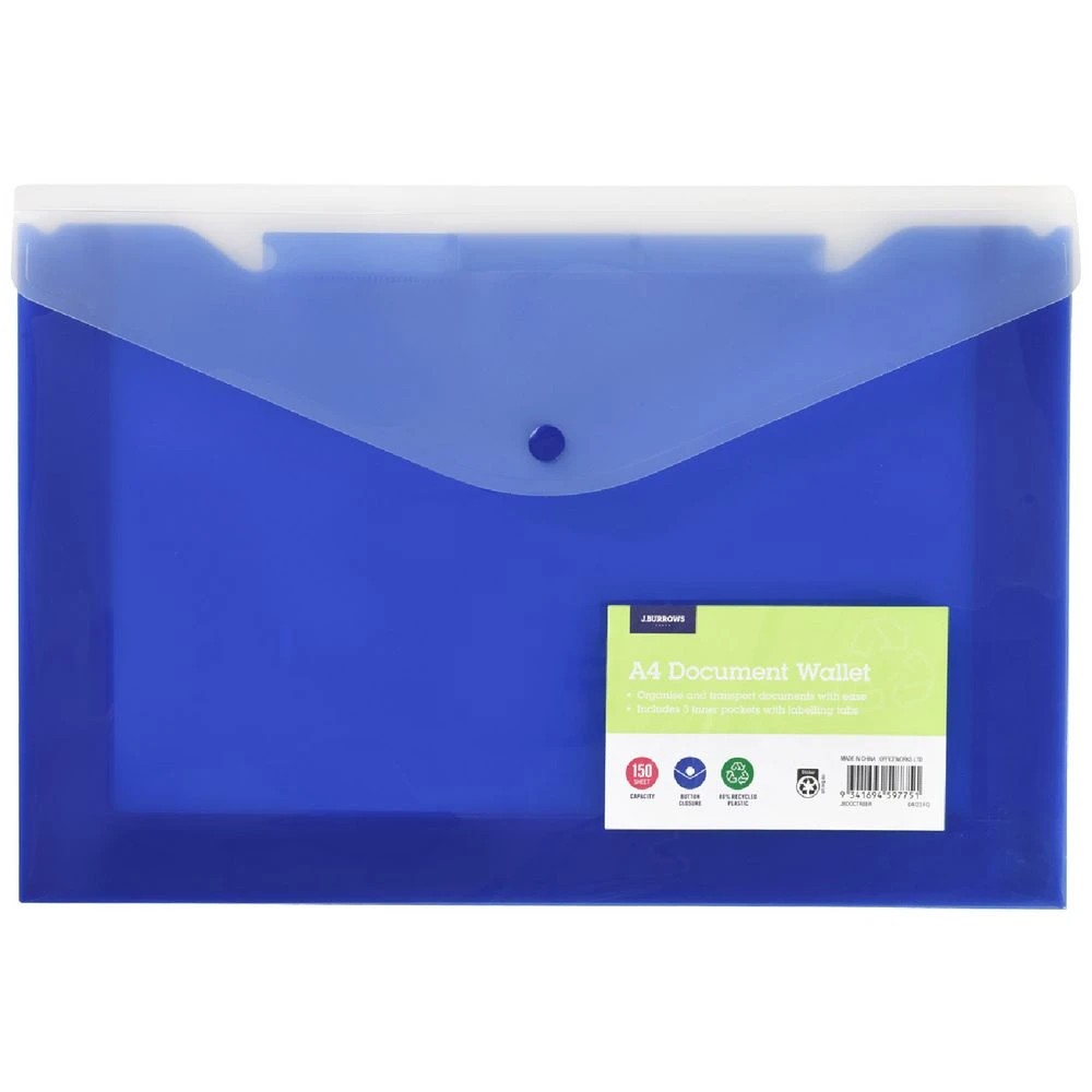 1 J.Burrows Tri Document Wallet Blue, 1 of 3